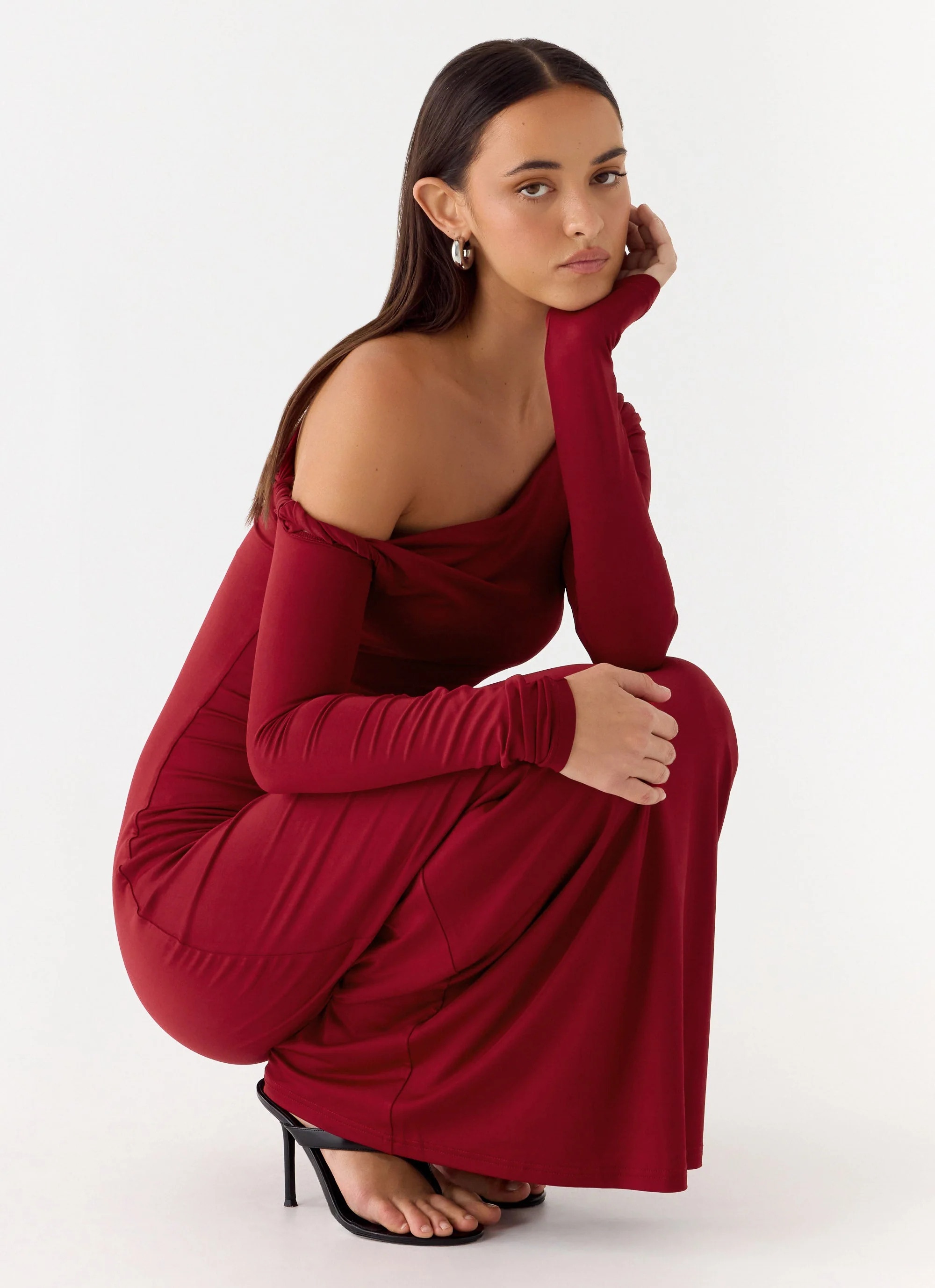 Jordana Twist Maxi Dress - Merlot - Image 6