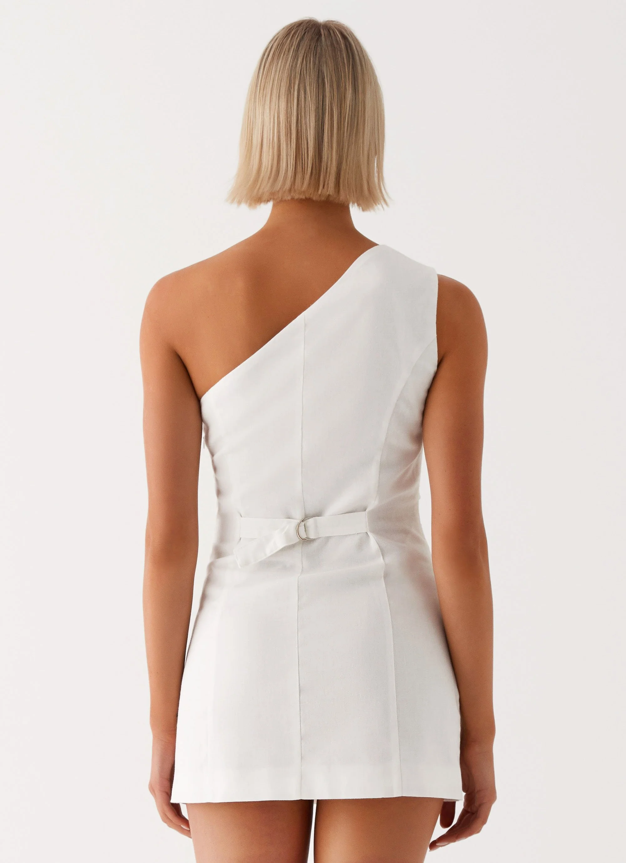 Jordy Linen Mini Dress - White - Image 4