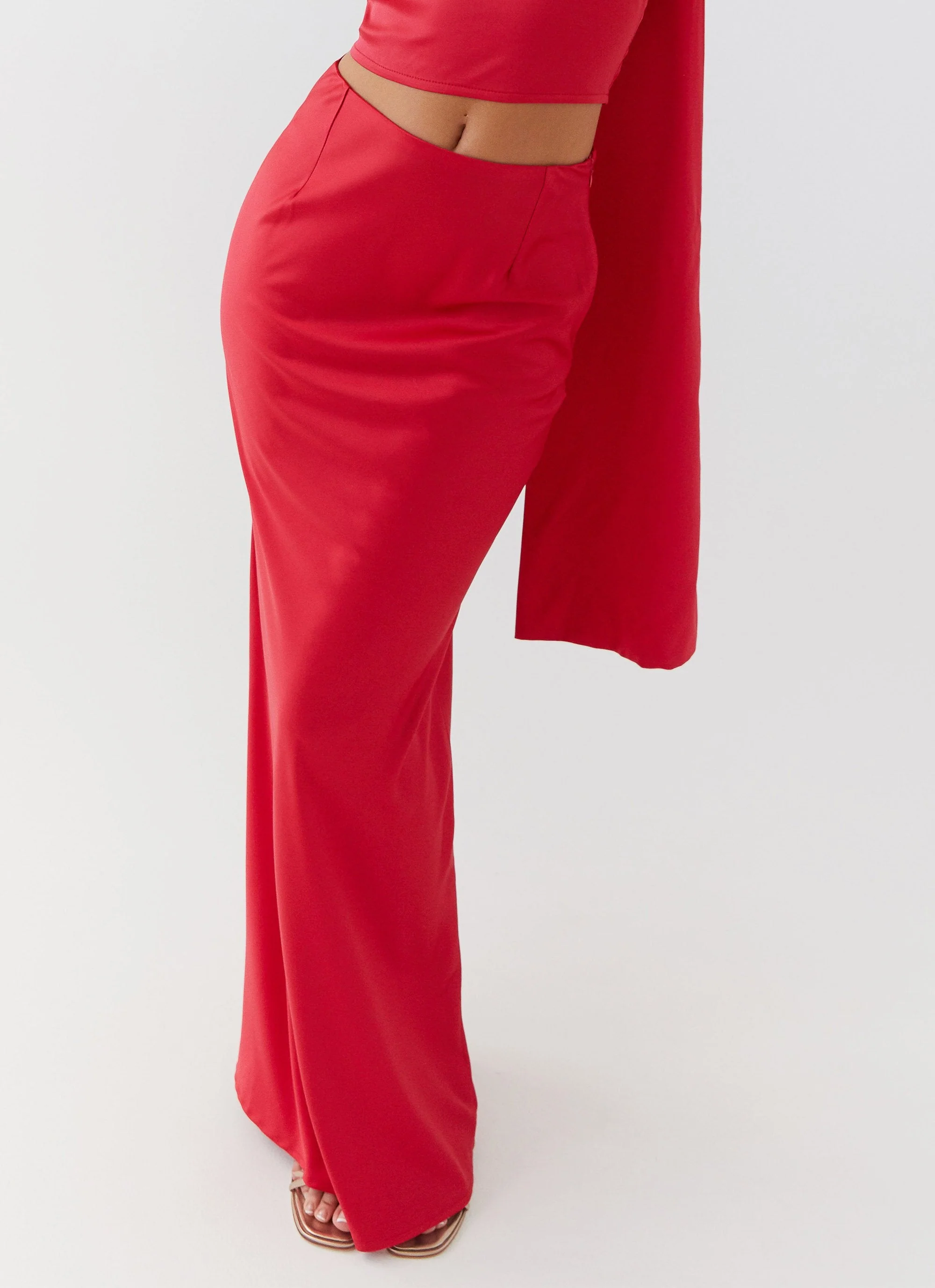Josefina Satin Maxi Skirt - Rouge Red - Image 5
