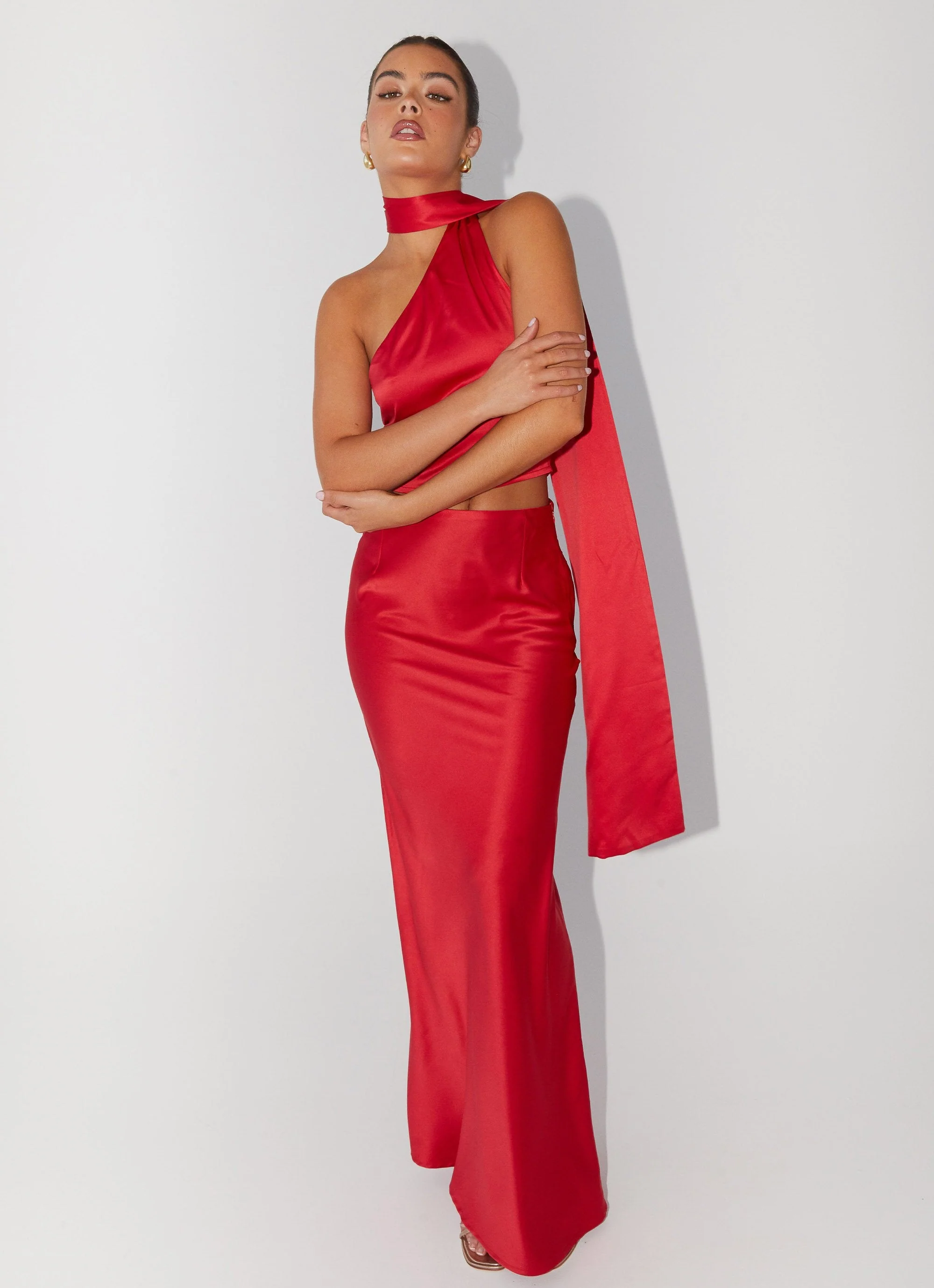 Josefina Satin Maxi Skirt - Rouge Red - Image 6