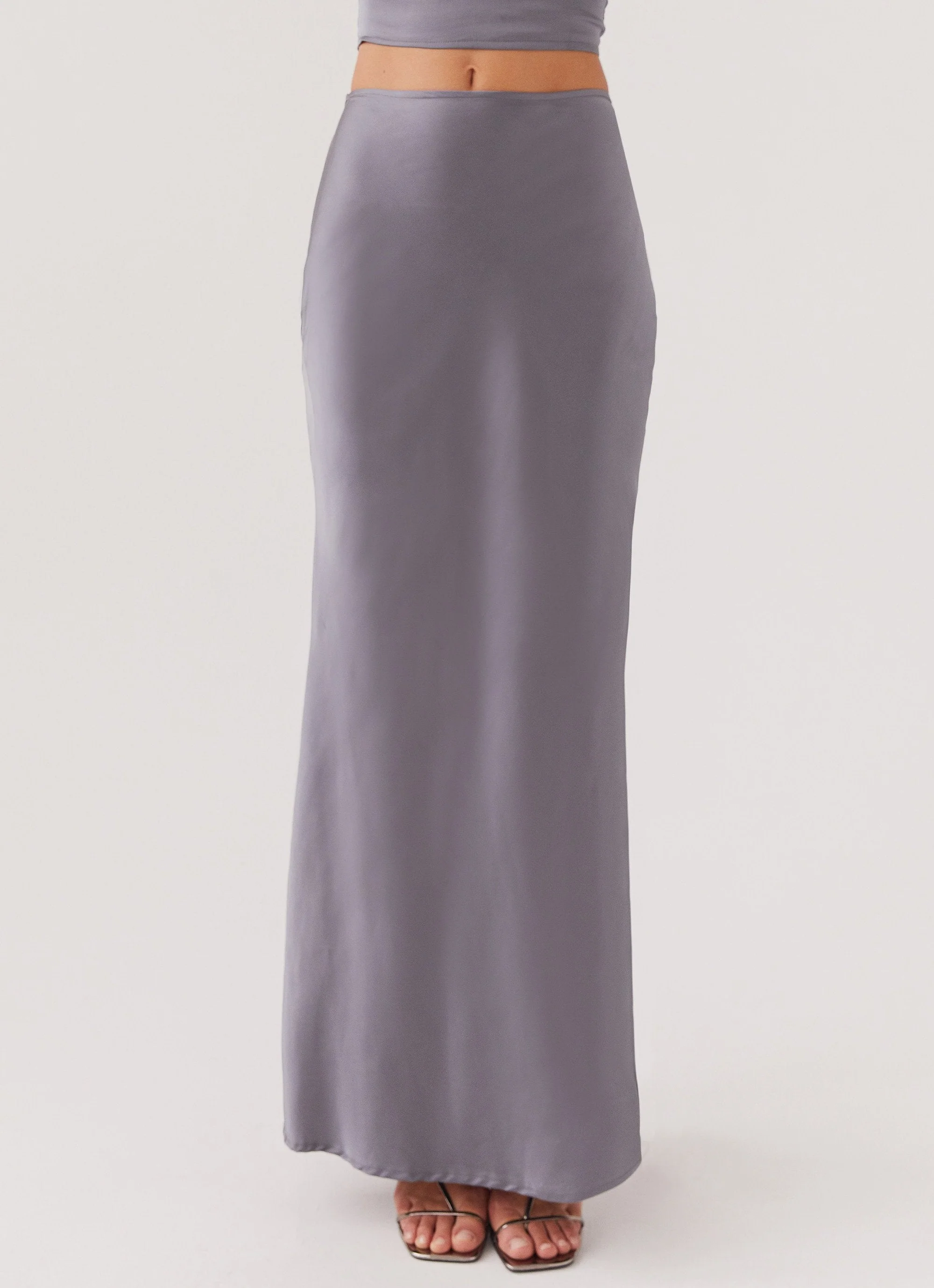 Josefina Satin Maxi Skirt - Slate - Image 4