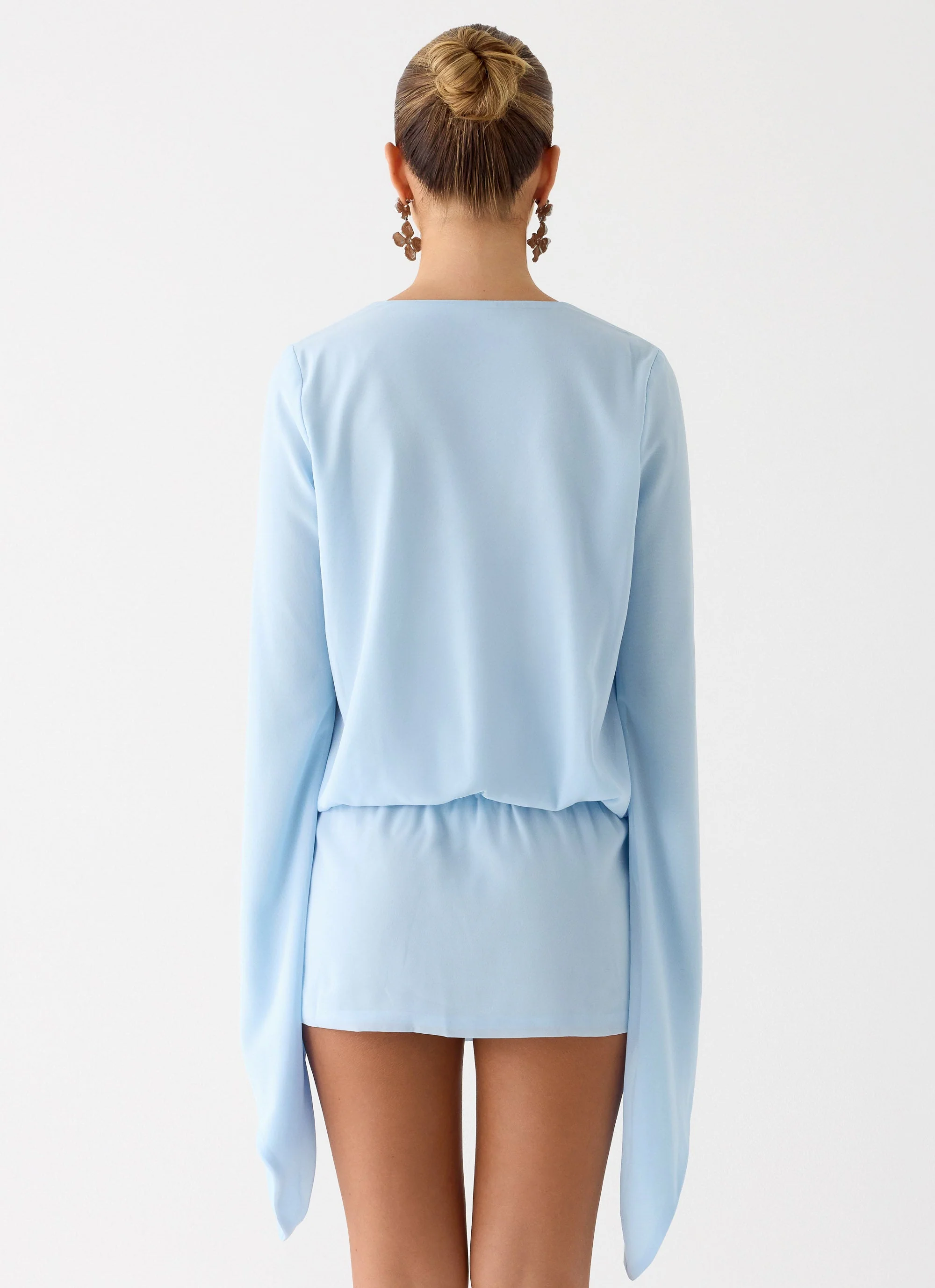 Junia Long Sleeve Mini Dress - Pale Blue - Image 6