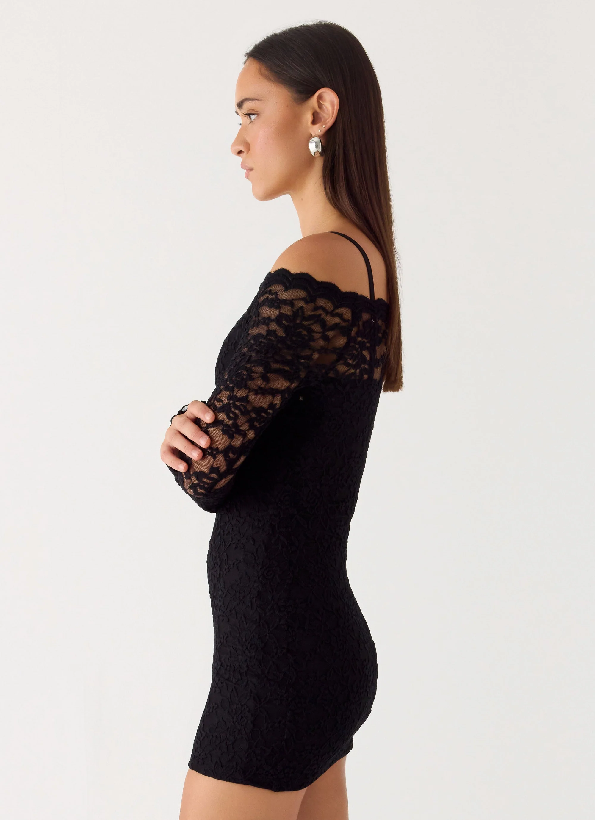 Just This Once Lace Mini Dress - Black - Image 3