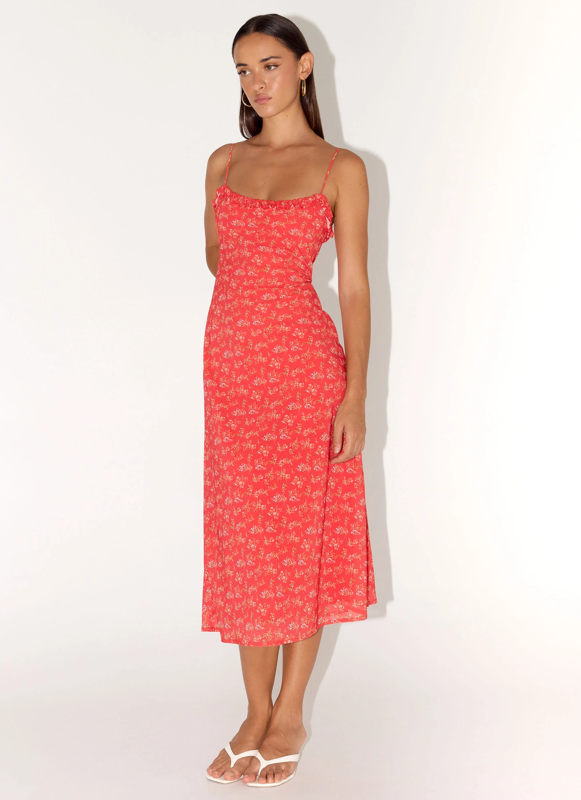 Kahlo Midi Dress - Magenta Red Rose - Image 5