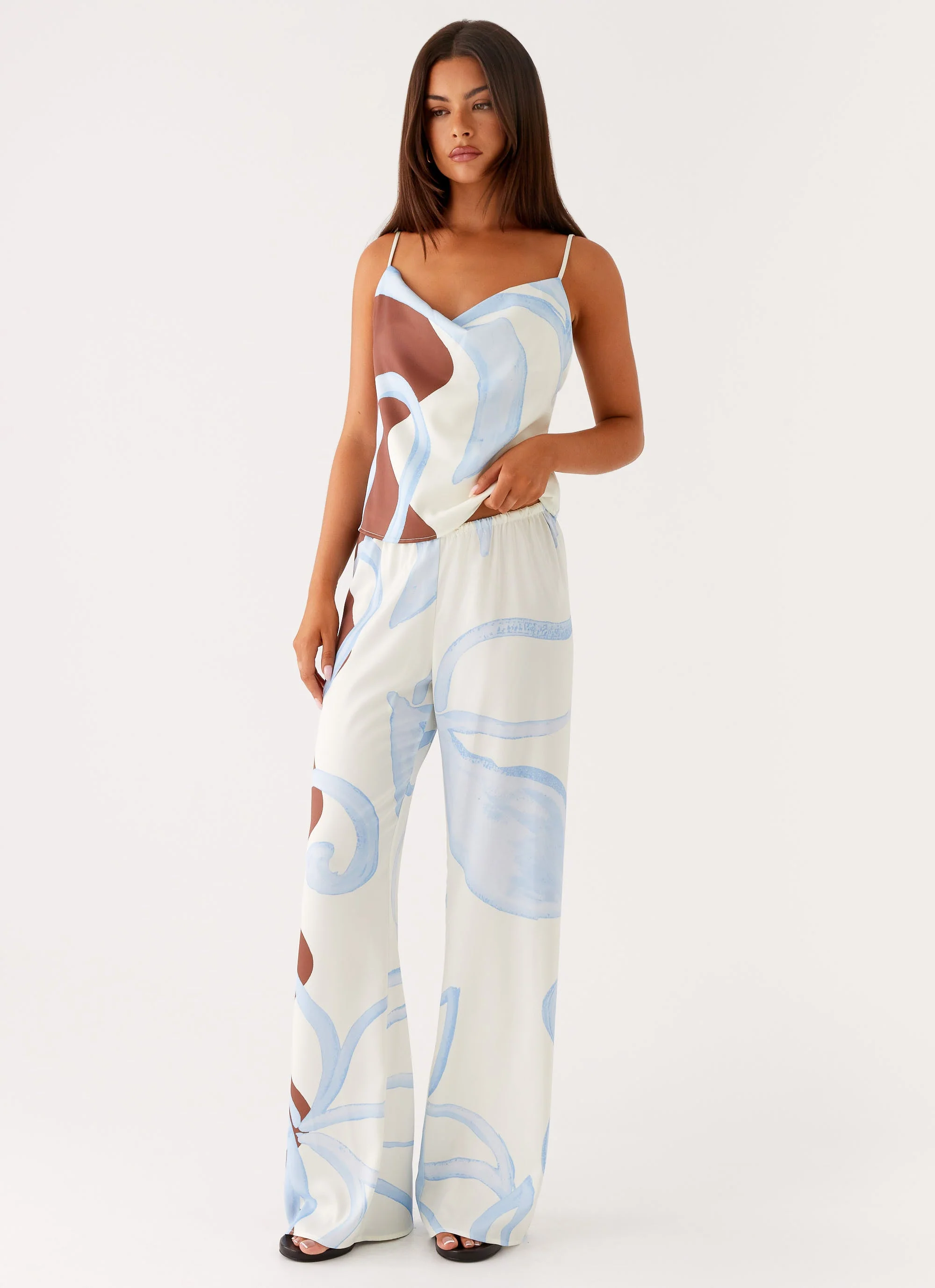 Kaia Cowl Neck Top - Bloom Wave Print - Image 6