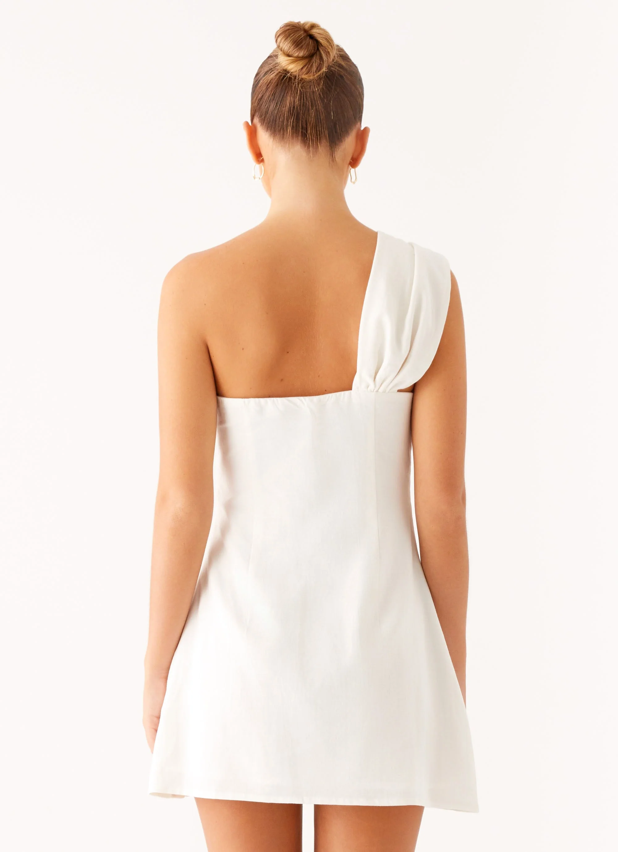 Kameron Linen Mini Dress - White - Image 6