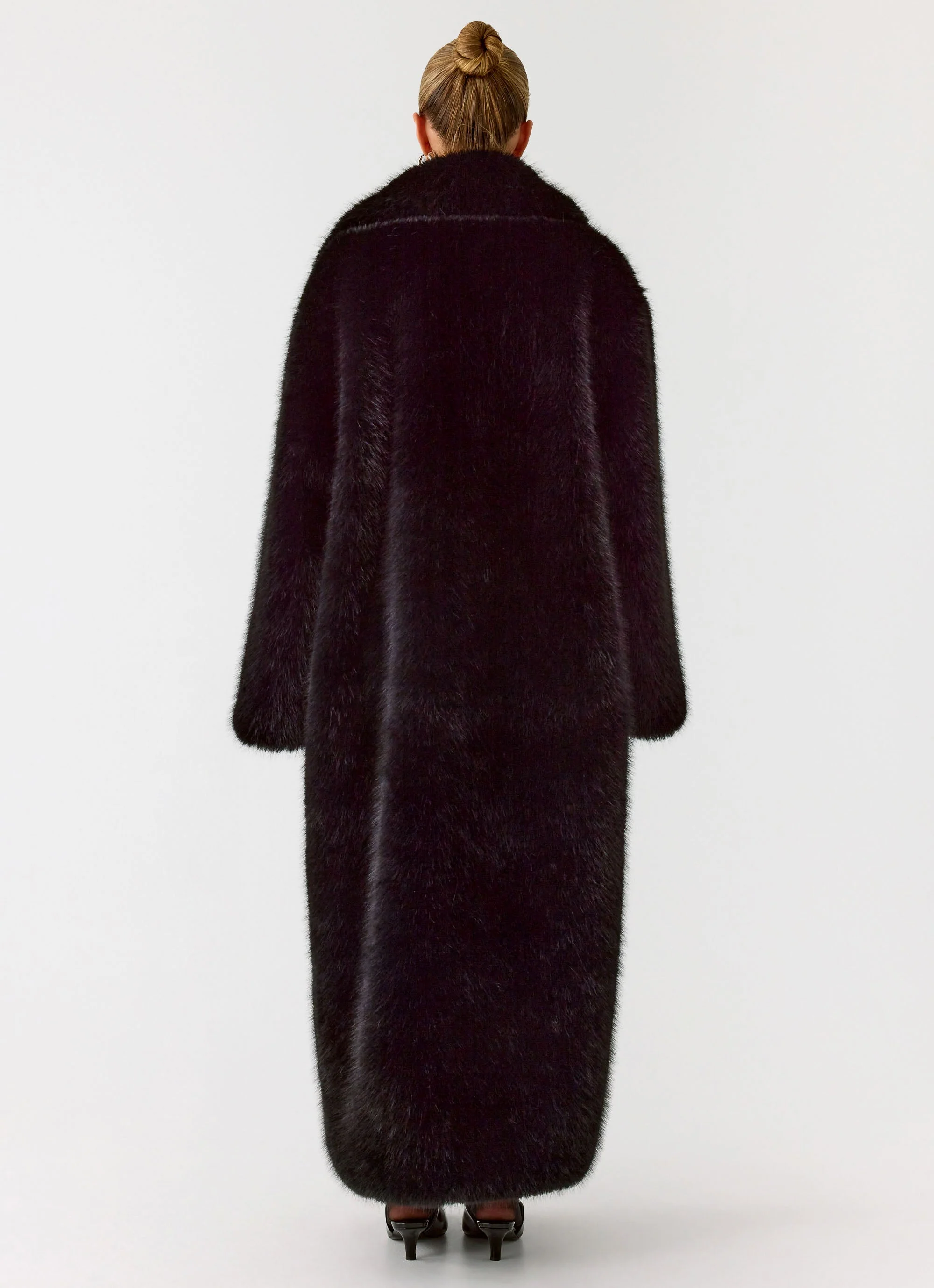 Kamil Faux Fur Maxi Coat - Black - Image 7