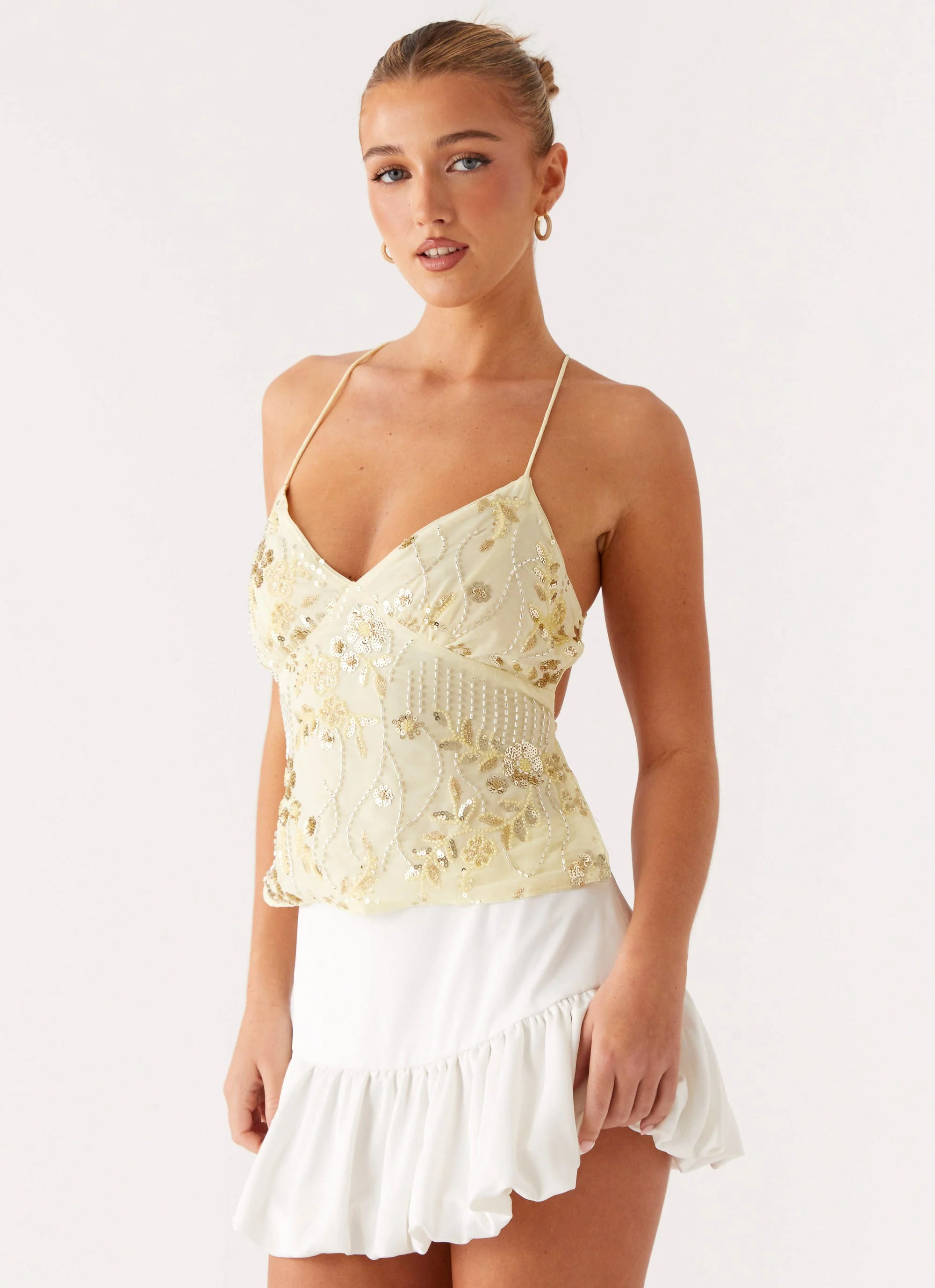 Kamilla Sequin Cami Top - Yellow - Image 3
