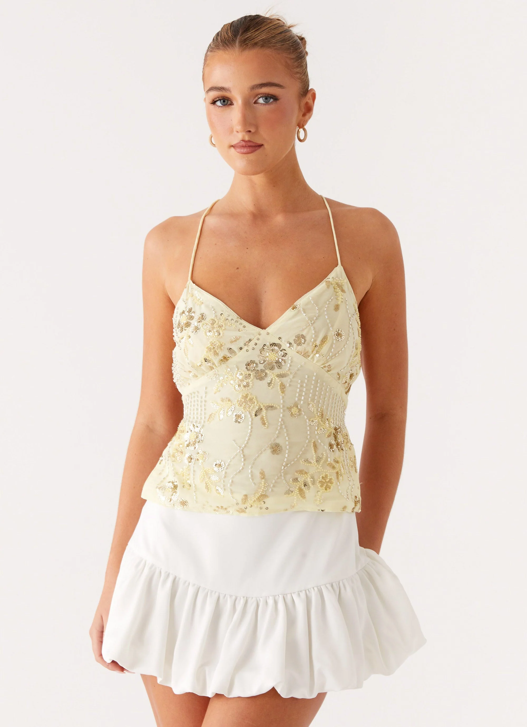 Kamilla Sequin Cami Top - Yellow - Image 5