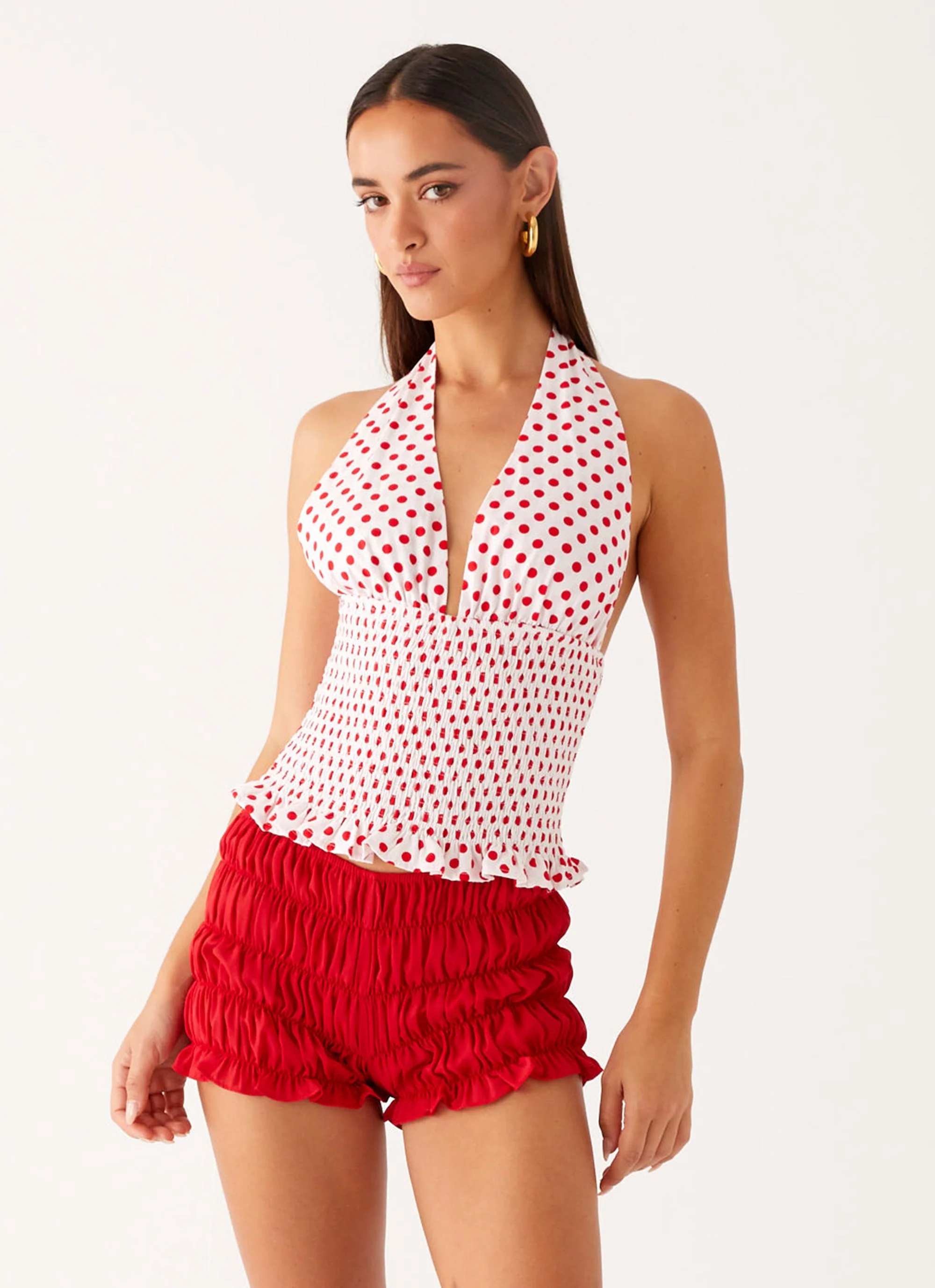 Kamren Halter Top - White Red Polka Dot - Image 2