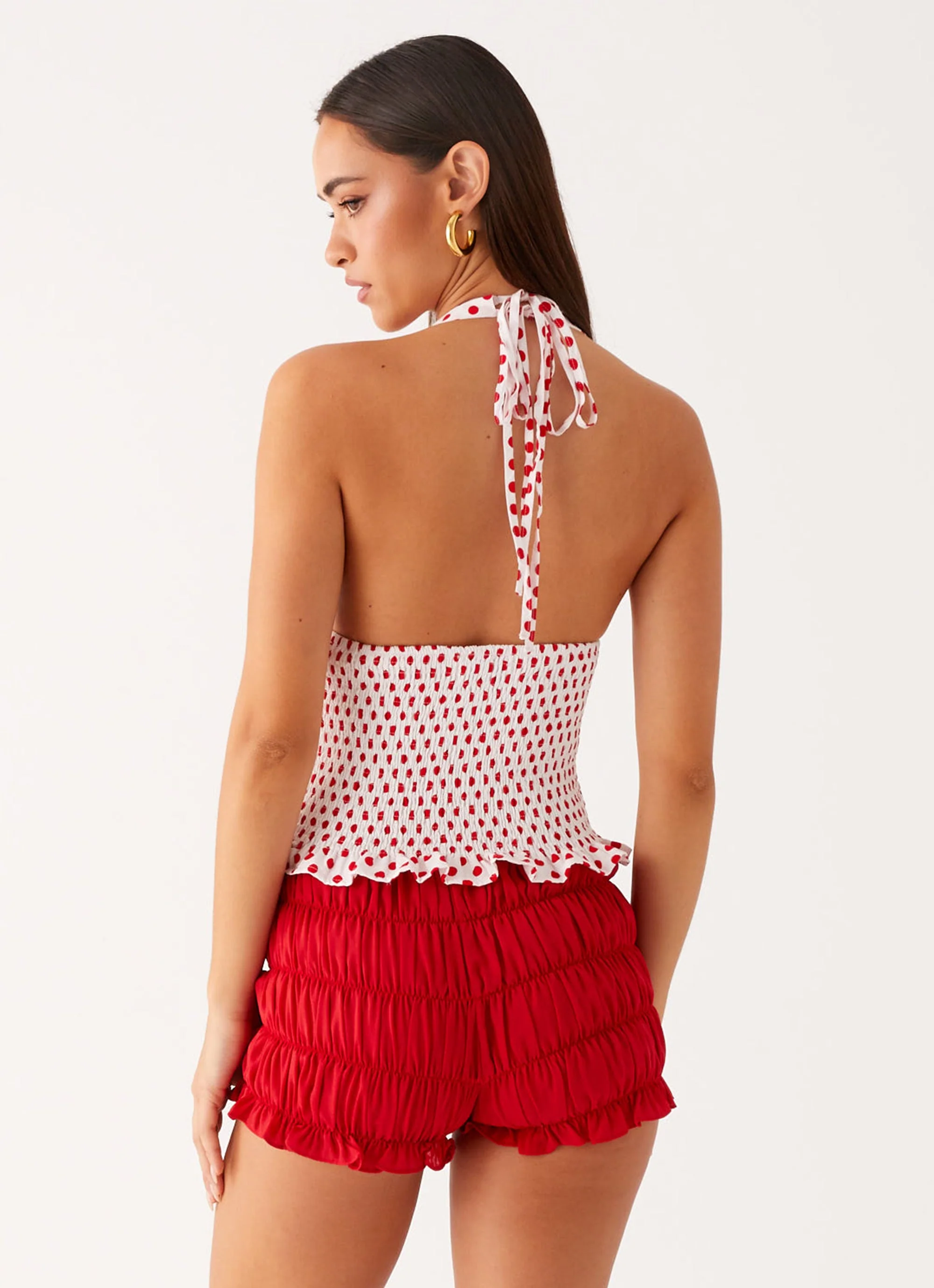 Kamren Halter Top - White Red Polka Dot - Image 4