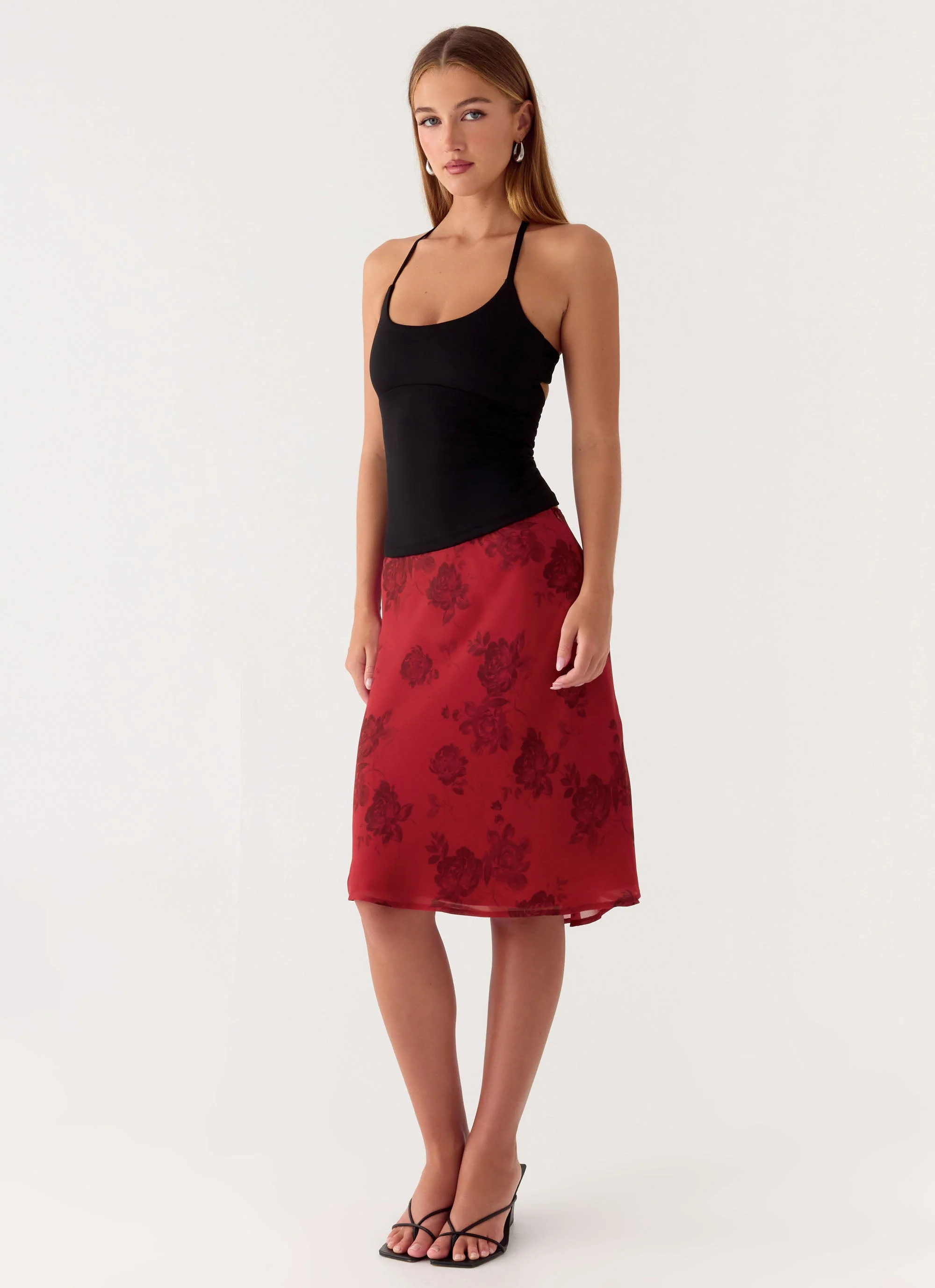 Karleigh Midi Skirt - Cherry Rose - Image 5
