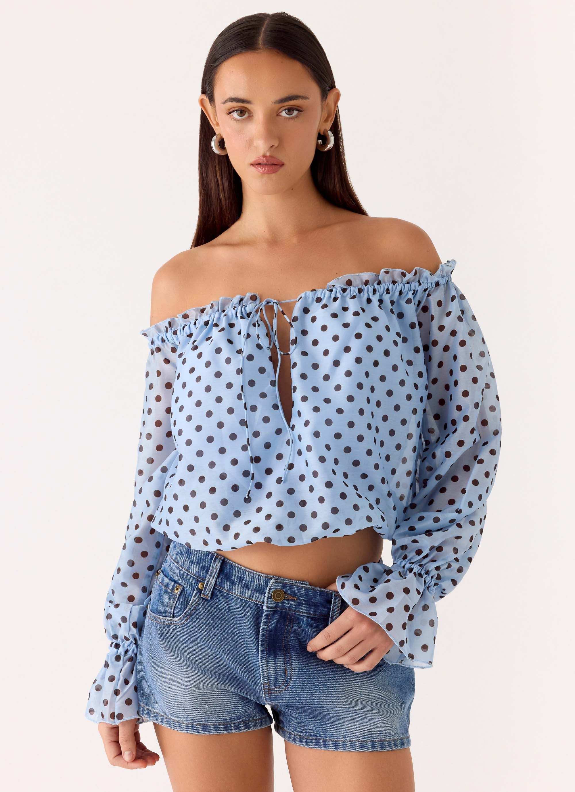 Kayda Low Rise Denim Shorts - Blue Wash - Image 5