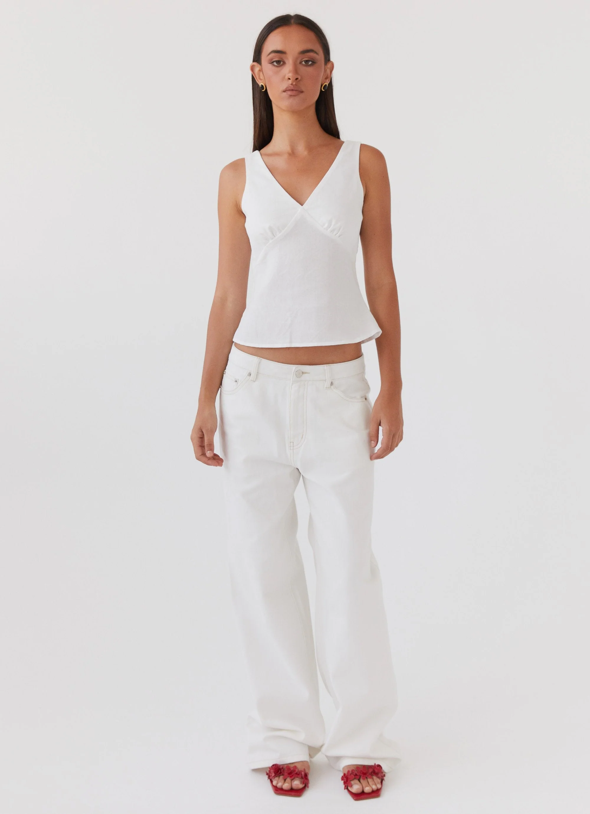 Keanna Low Rise Denim Jeans - Ivory - Image 2