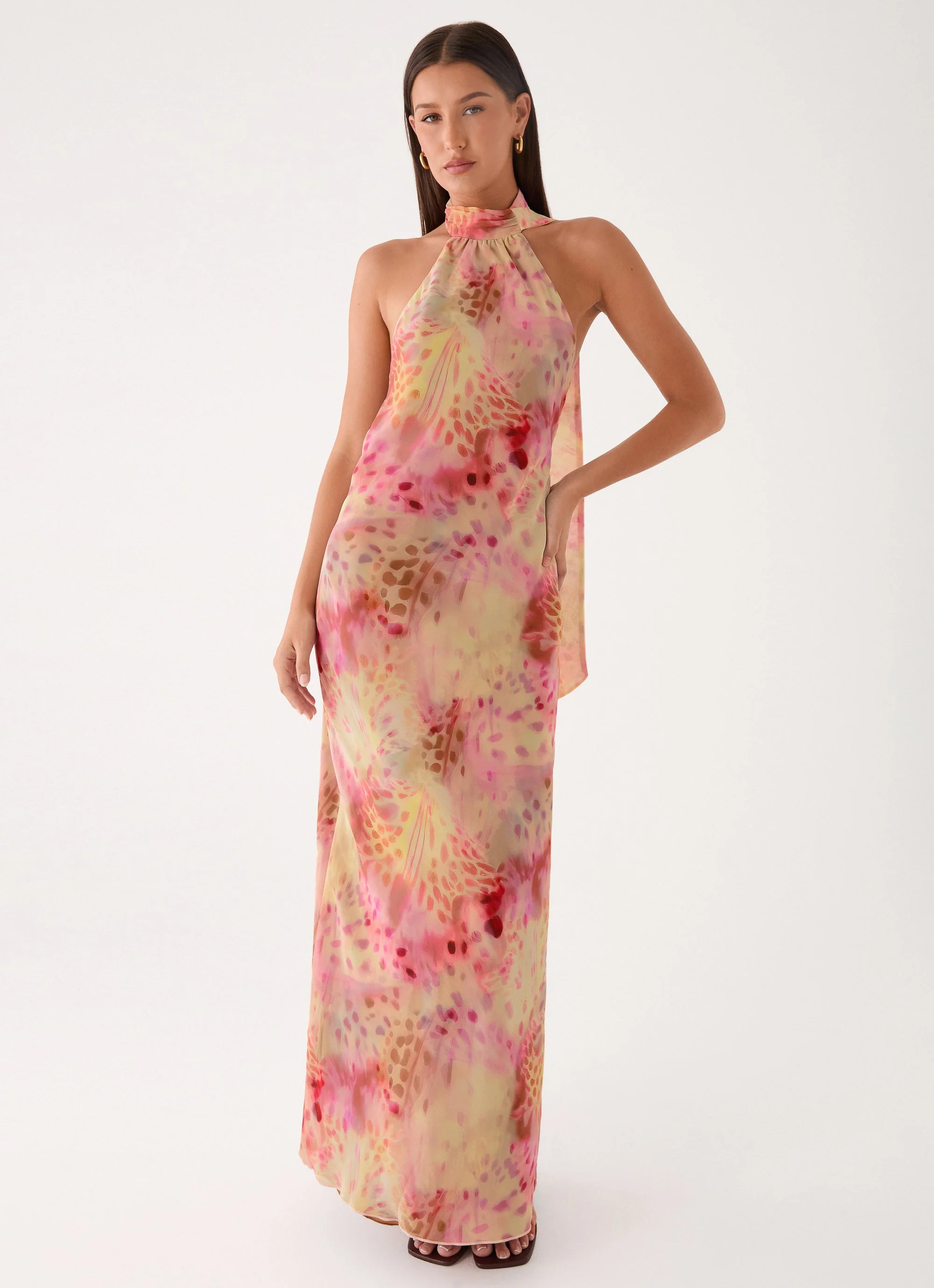 Keena Chiffon Scarf Maxi Dress - Botanic Cheetah - Image 4