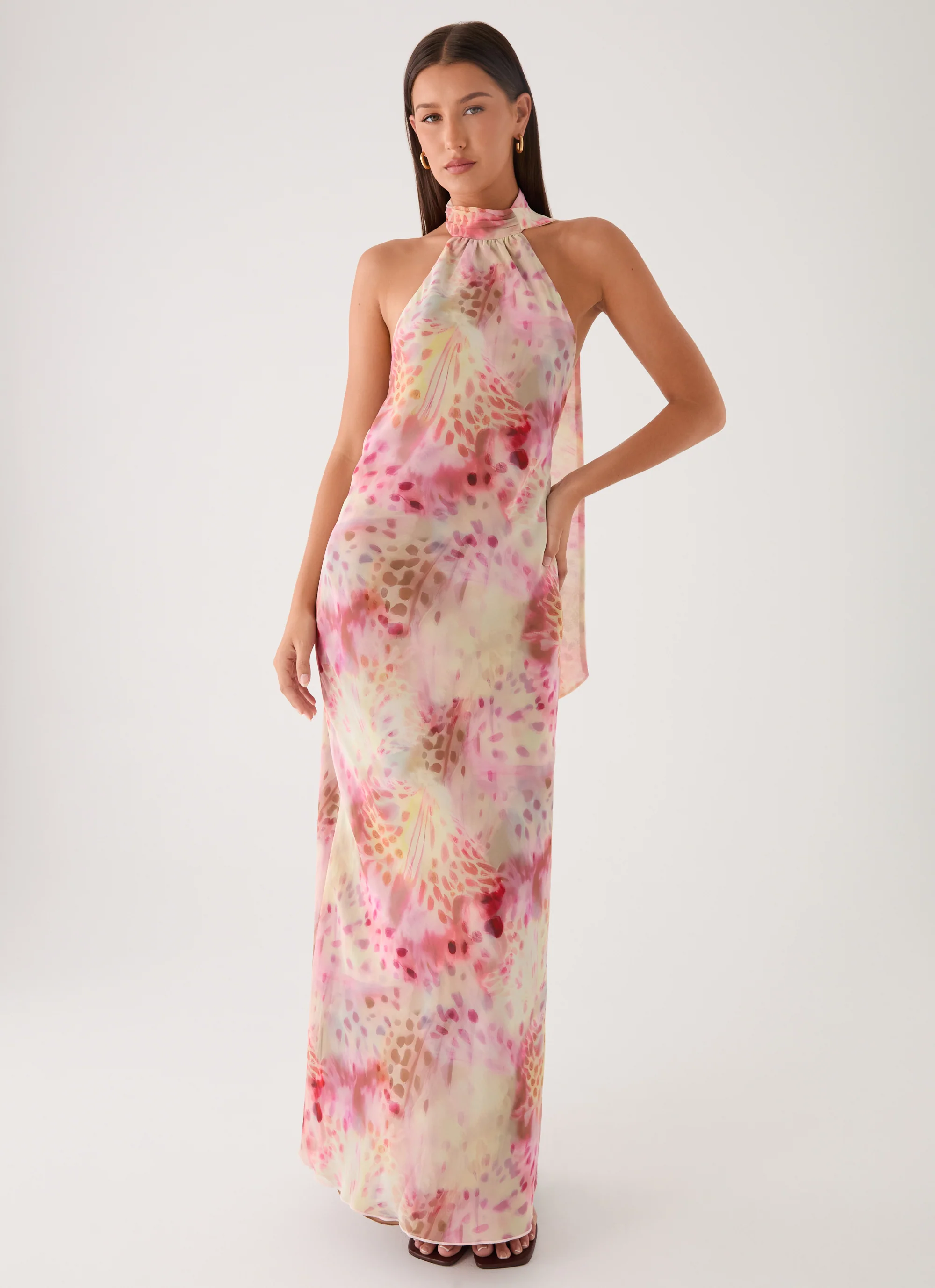 Keena Chiffon Scarf Maxi Dress - Botanic Cheetah - Image 7