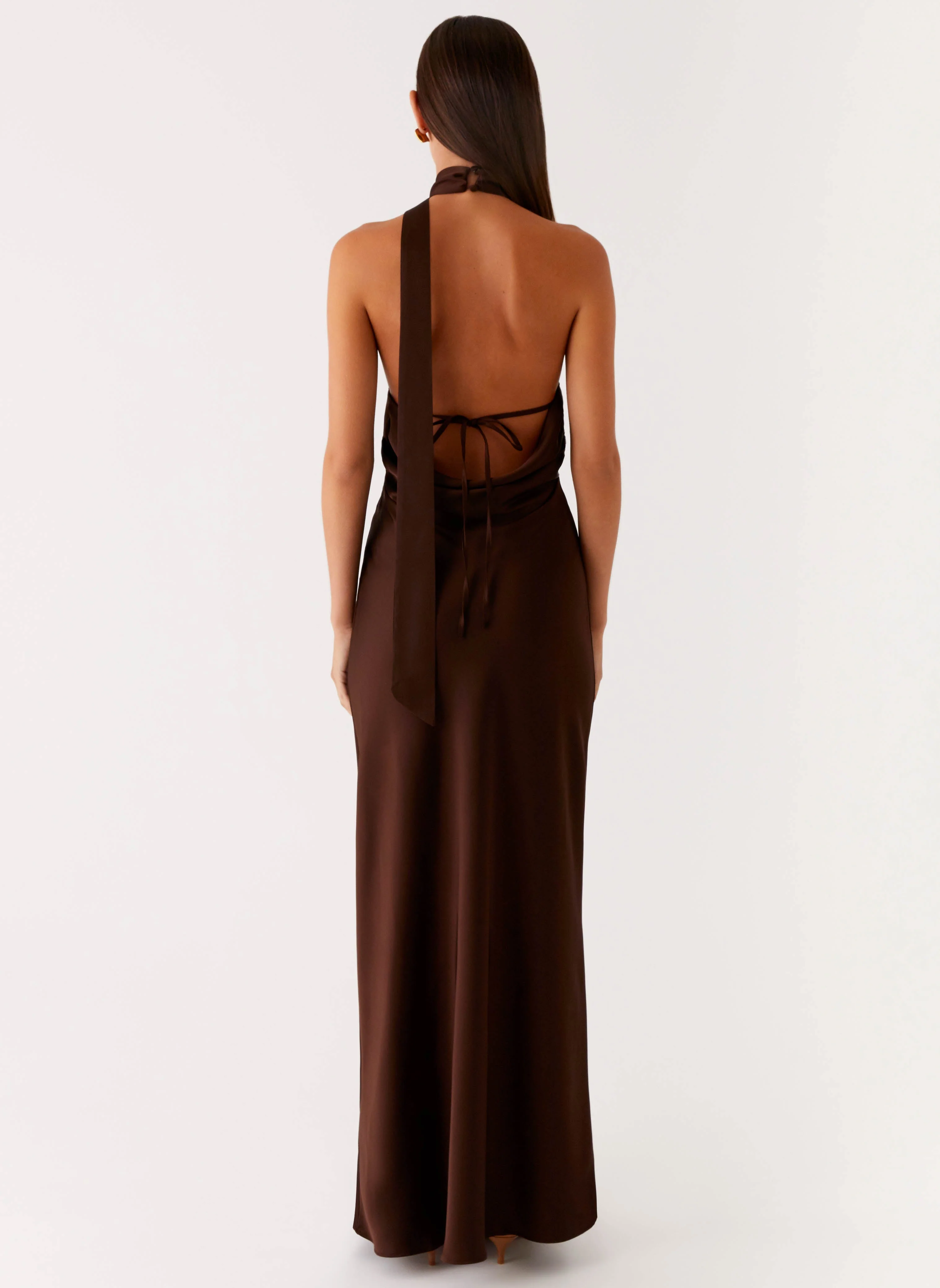 Keena Scarf Maxi Dress - Chocolate - Image 2