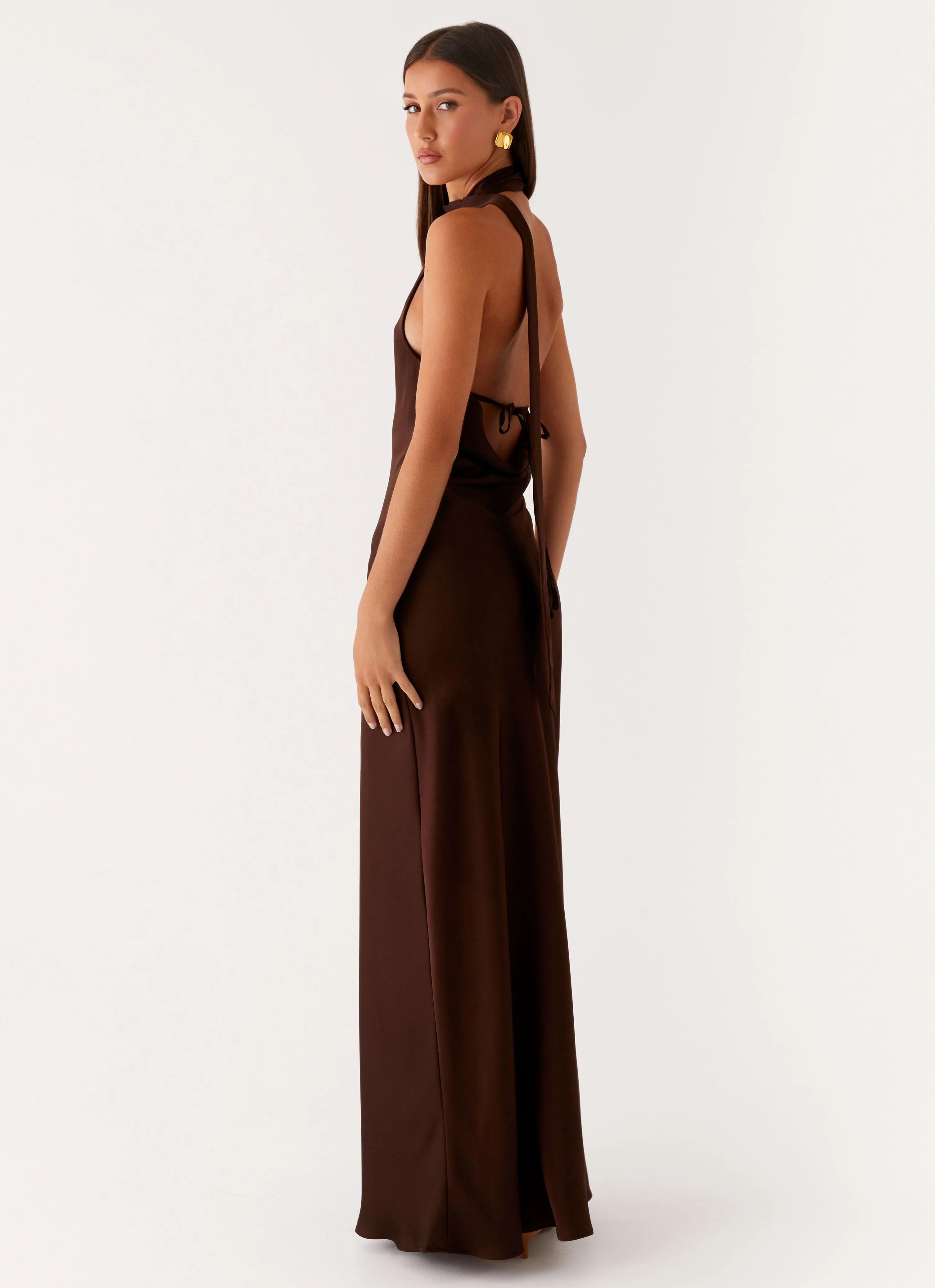 Keena Scarf Maxi Dress - Chocolate - Image 6
