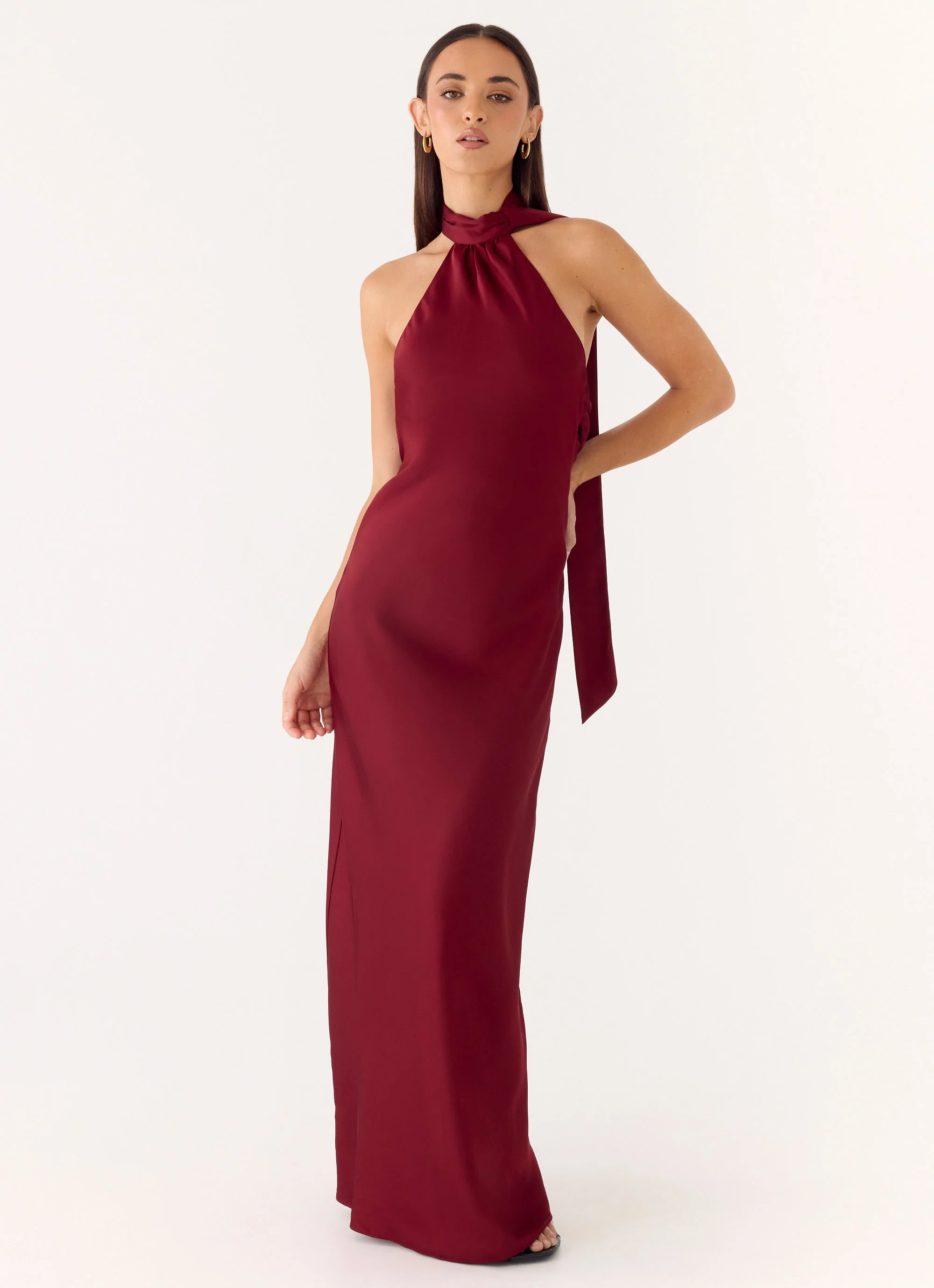 Keena Scarf Maxi Dress - Merlot - Image 8