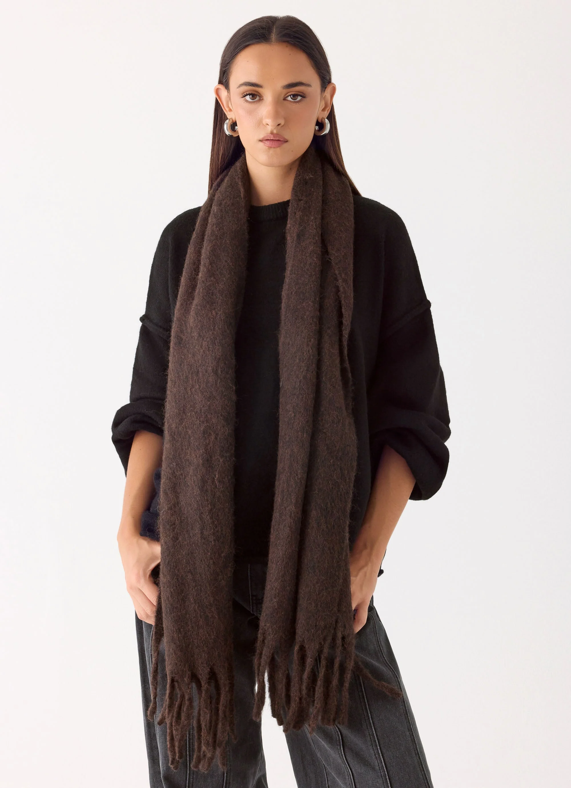 Keep Me Warm Knit Scarf - Chocolate - Image 2