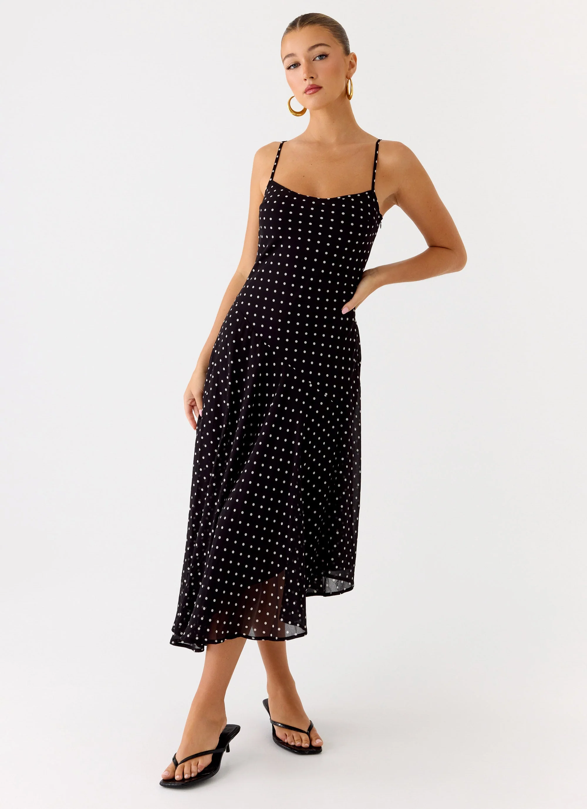 Keep You Waiting Midi Dress - Black Polkadot - Image 5