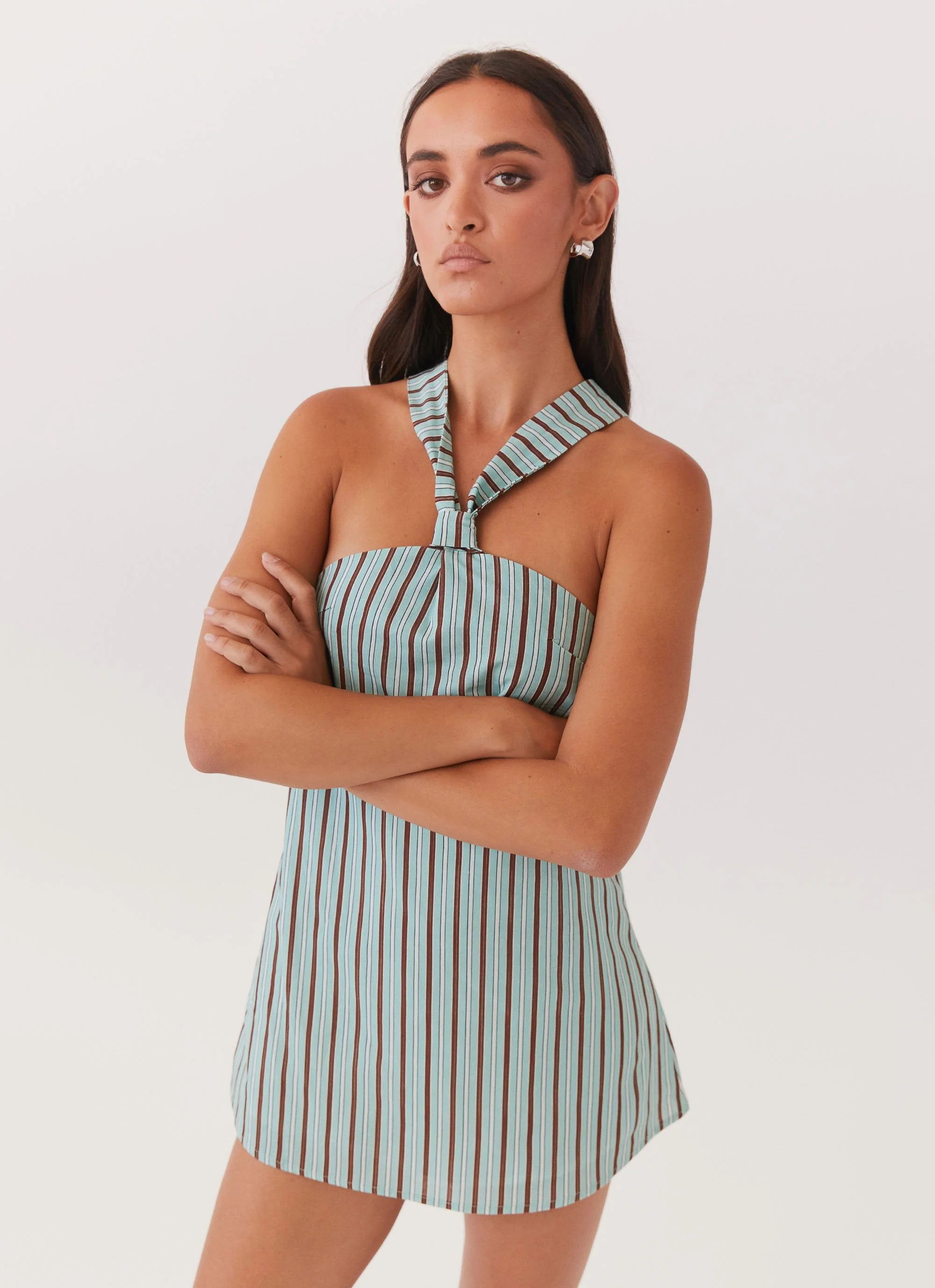 Keira Linen Micro Mini Dress - Coastal Stripe - Image 5