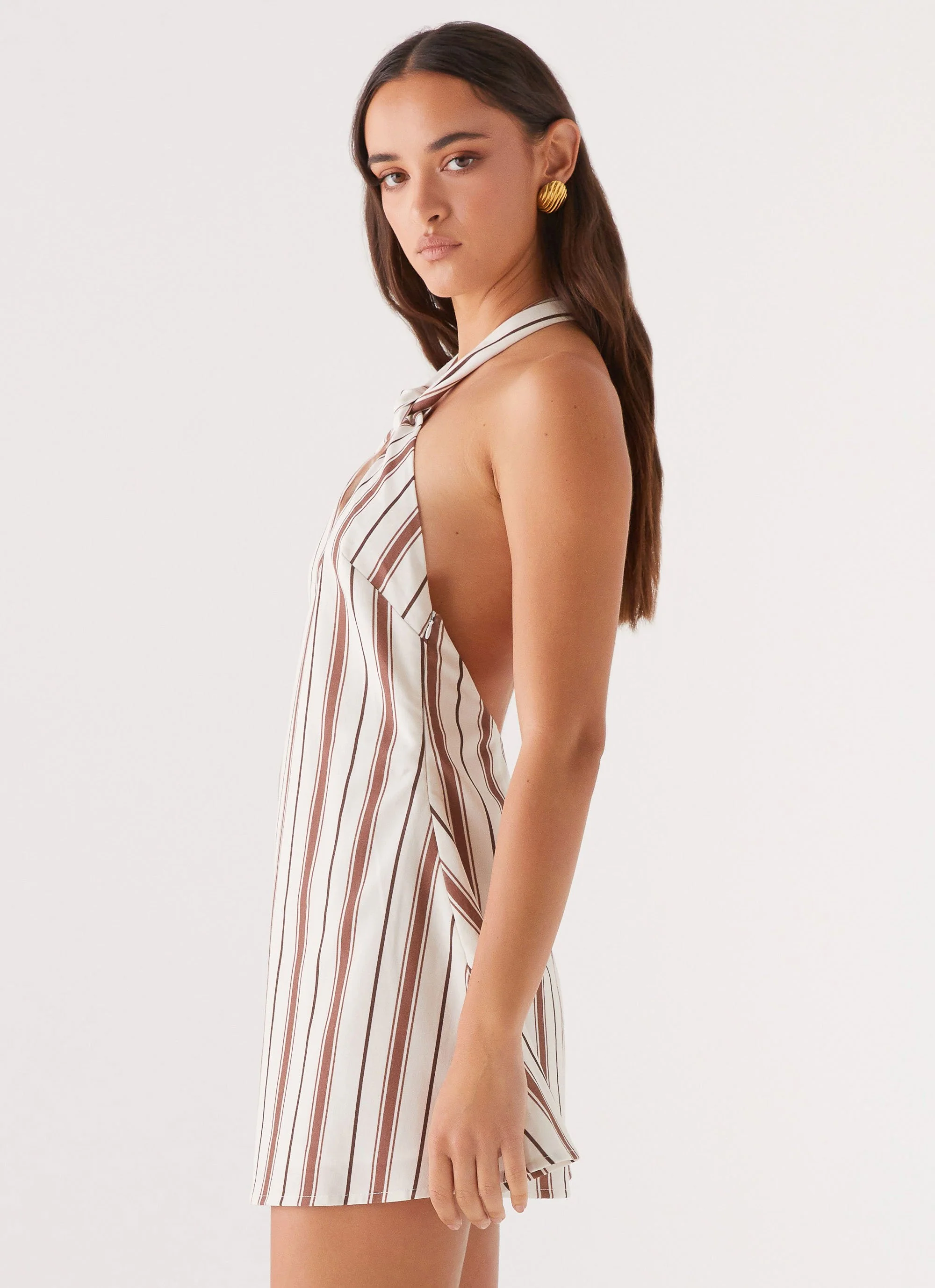 Keira Linen Micro Mini Dress - Passionfruit Stripe - Image 10