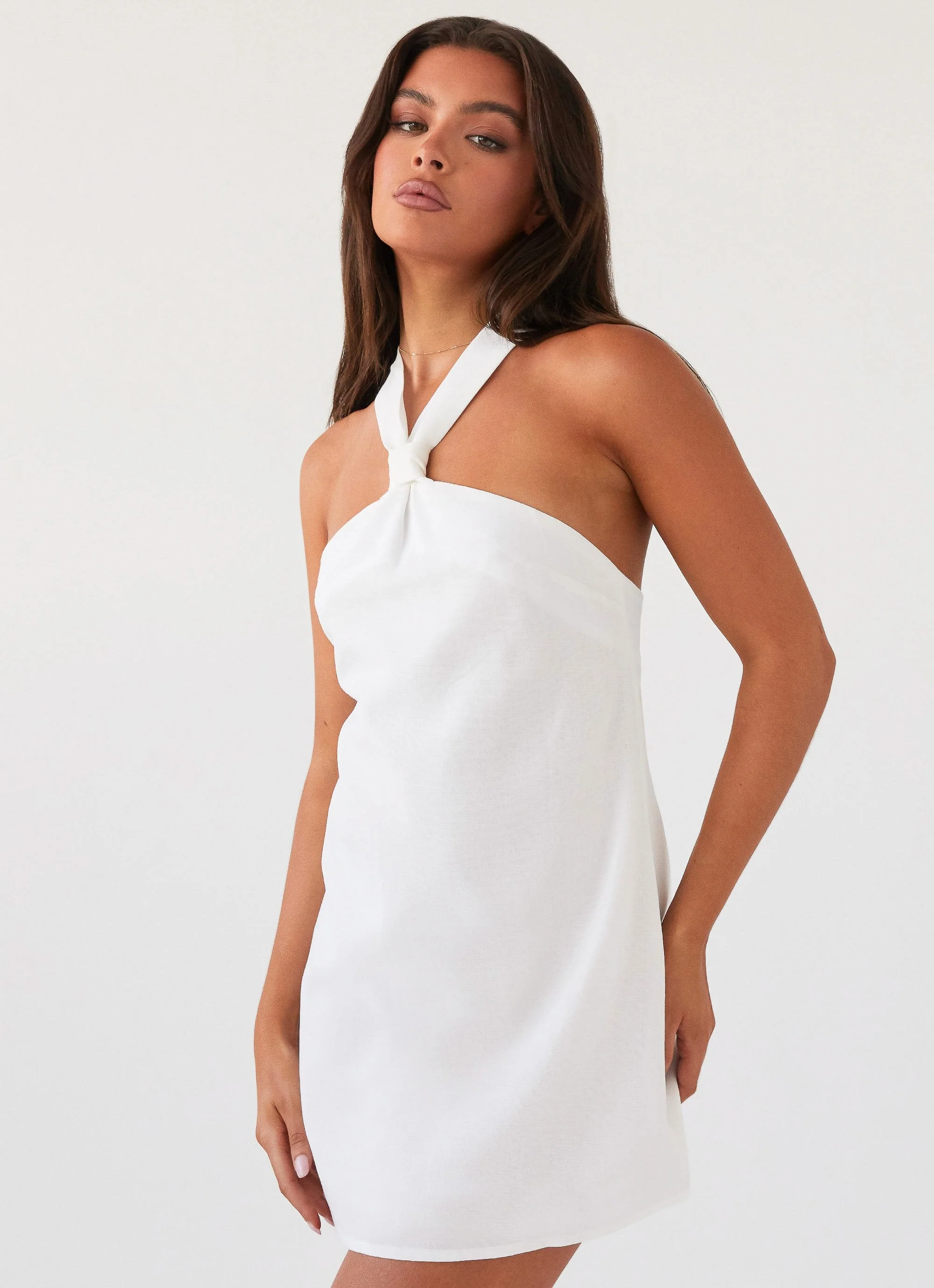 Keira Linen Micro Mini Dress - White - Image 5