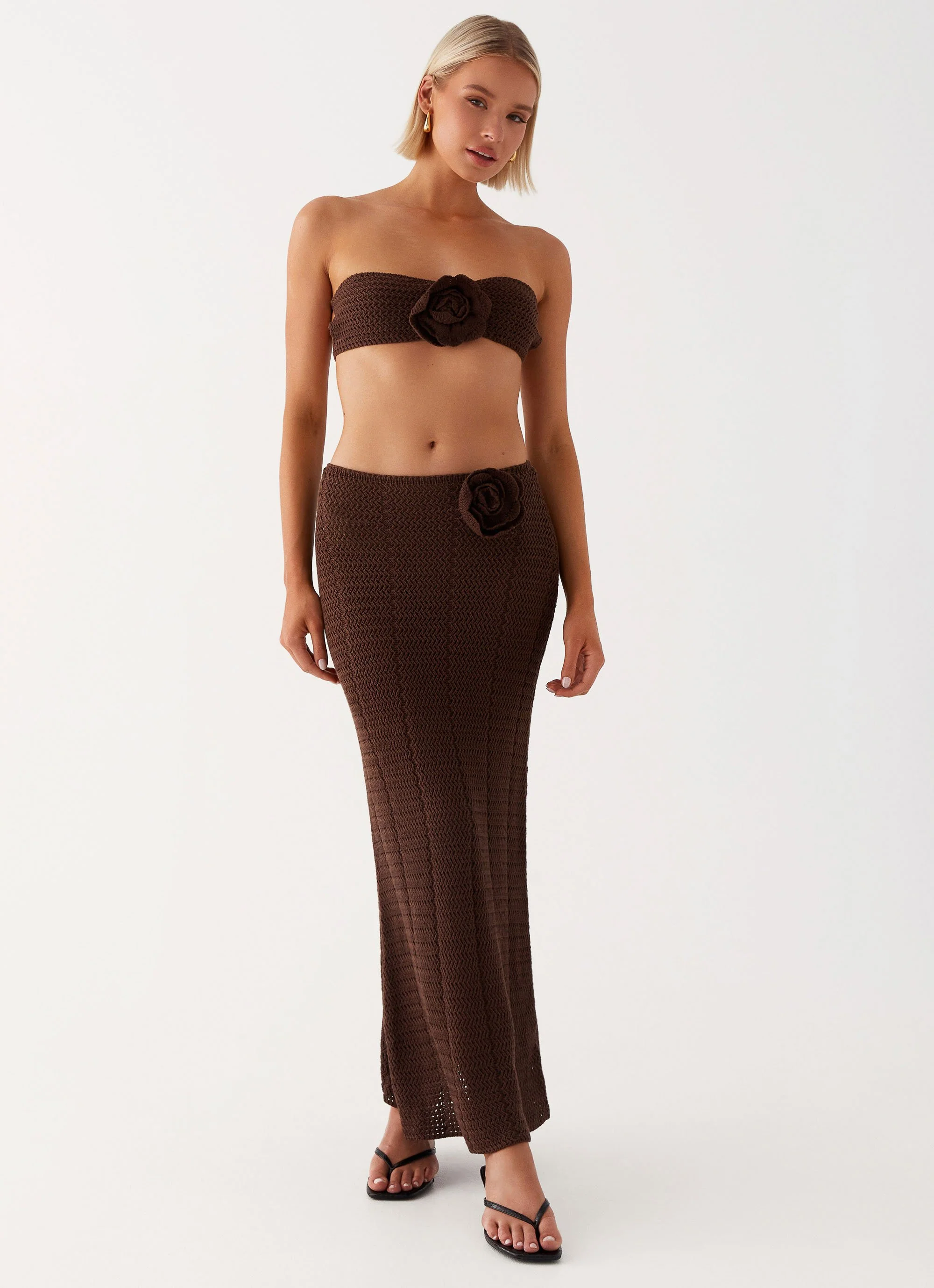 Kelcie Rose Crochet Maxi Skirt - Chocolate - Image 5