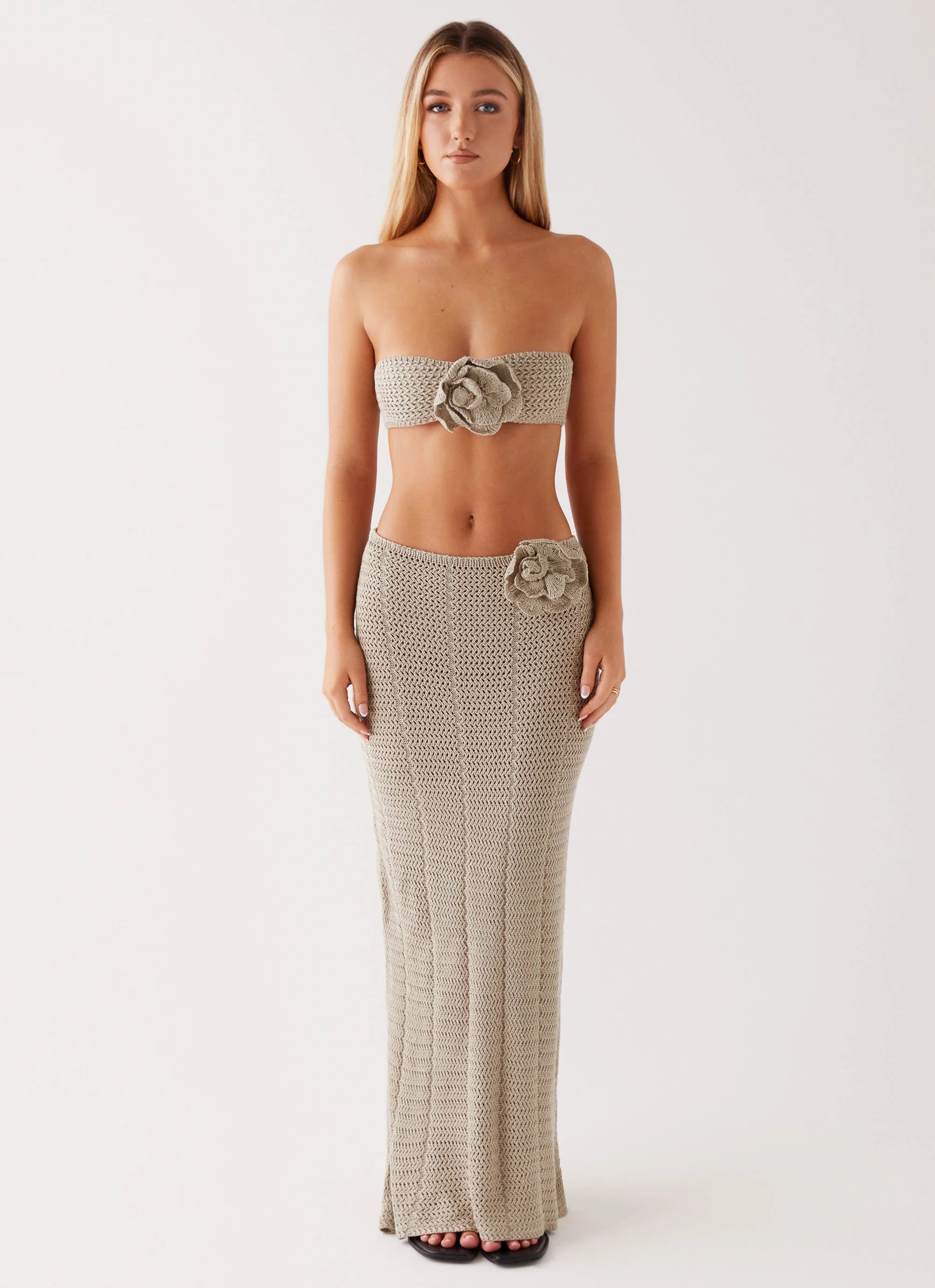 Kelcie Rose Crochet Maxi Skirt - Sage - Image 2