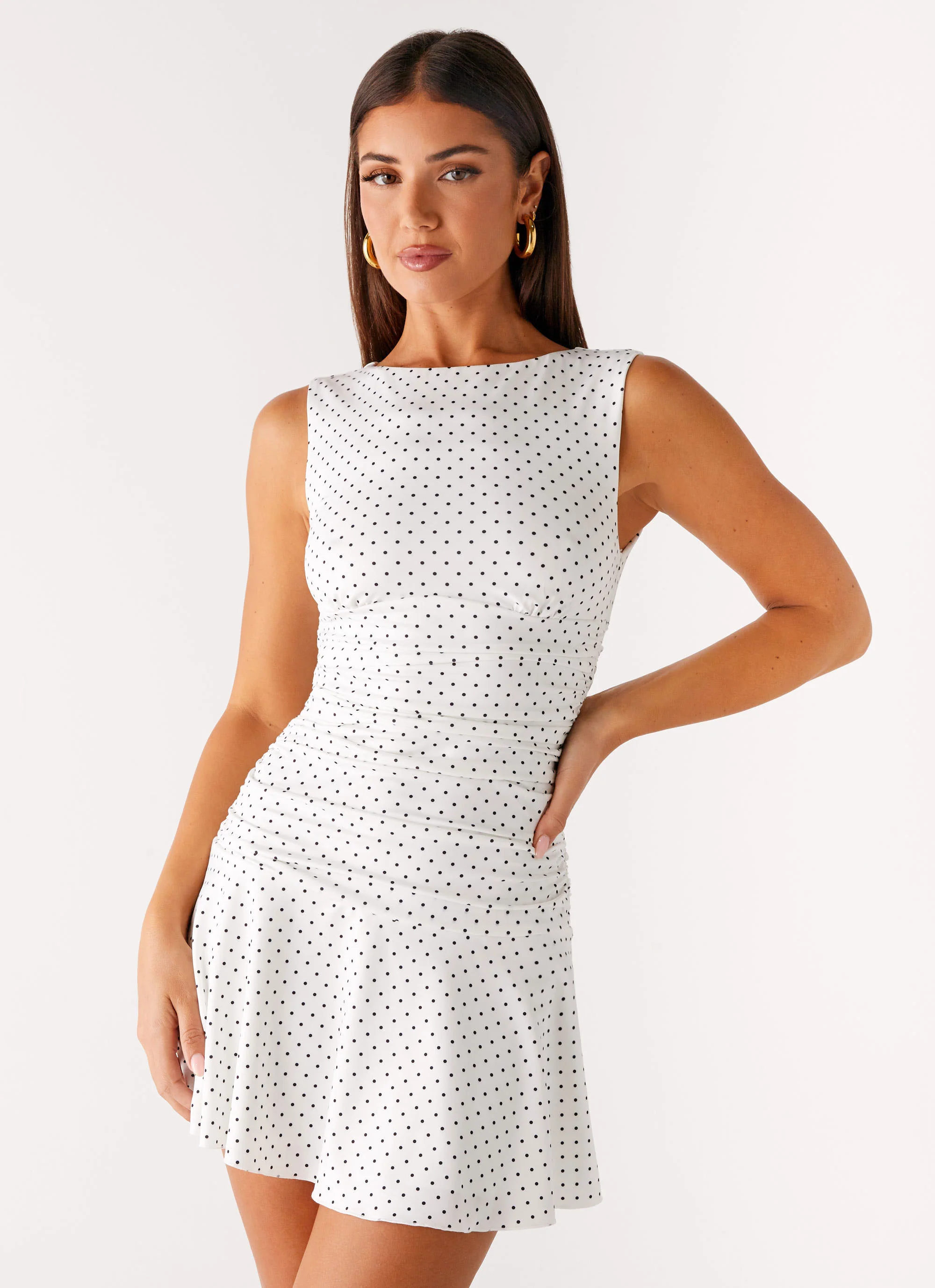Kelda Mini Dress - White Polka Dot - Image 6