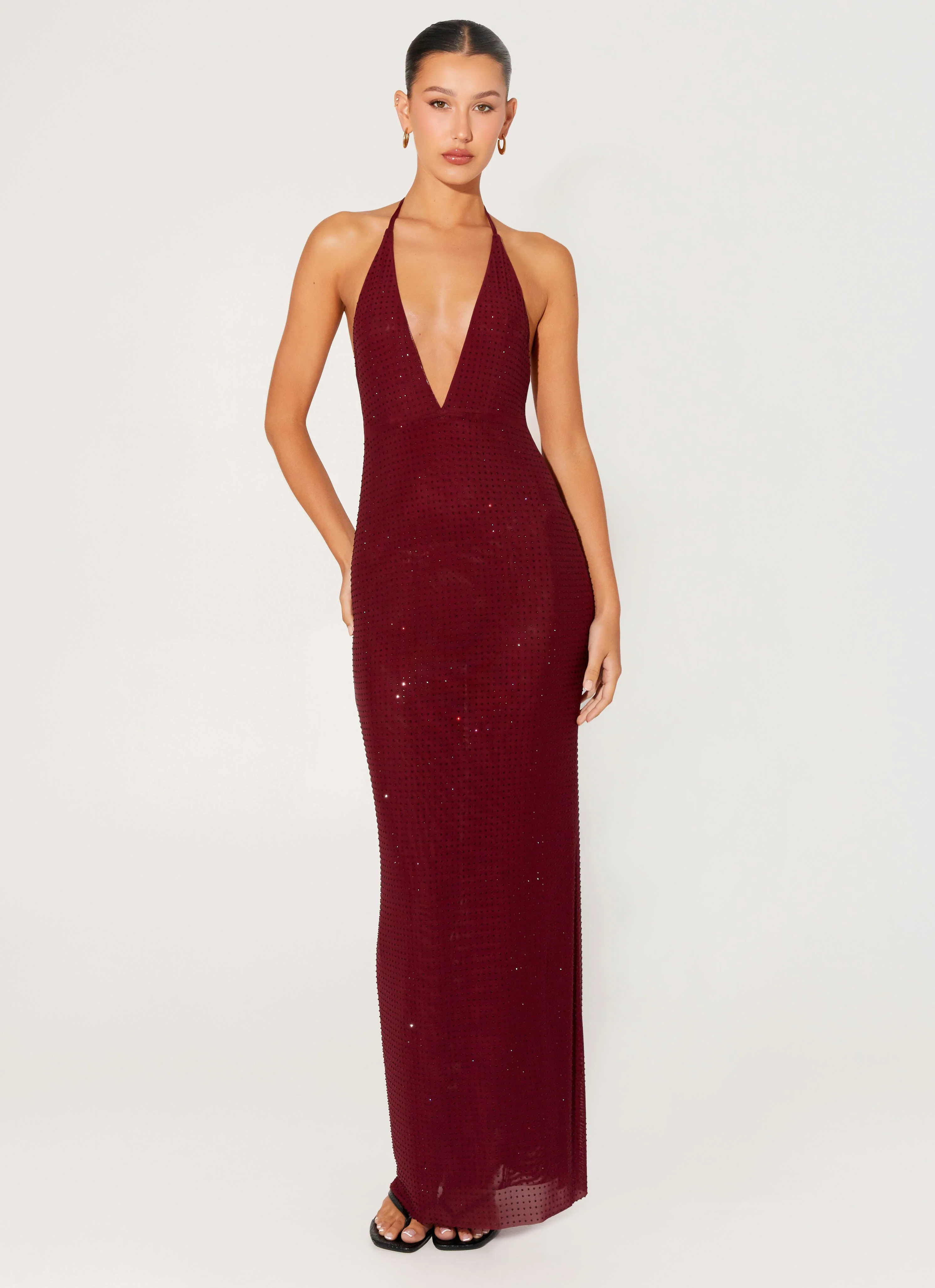 Keliese Beaded Maxi Dress - Burgundy - Image 3