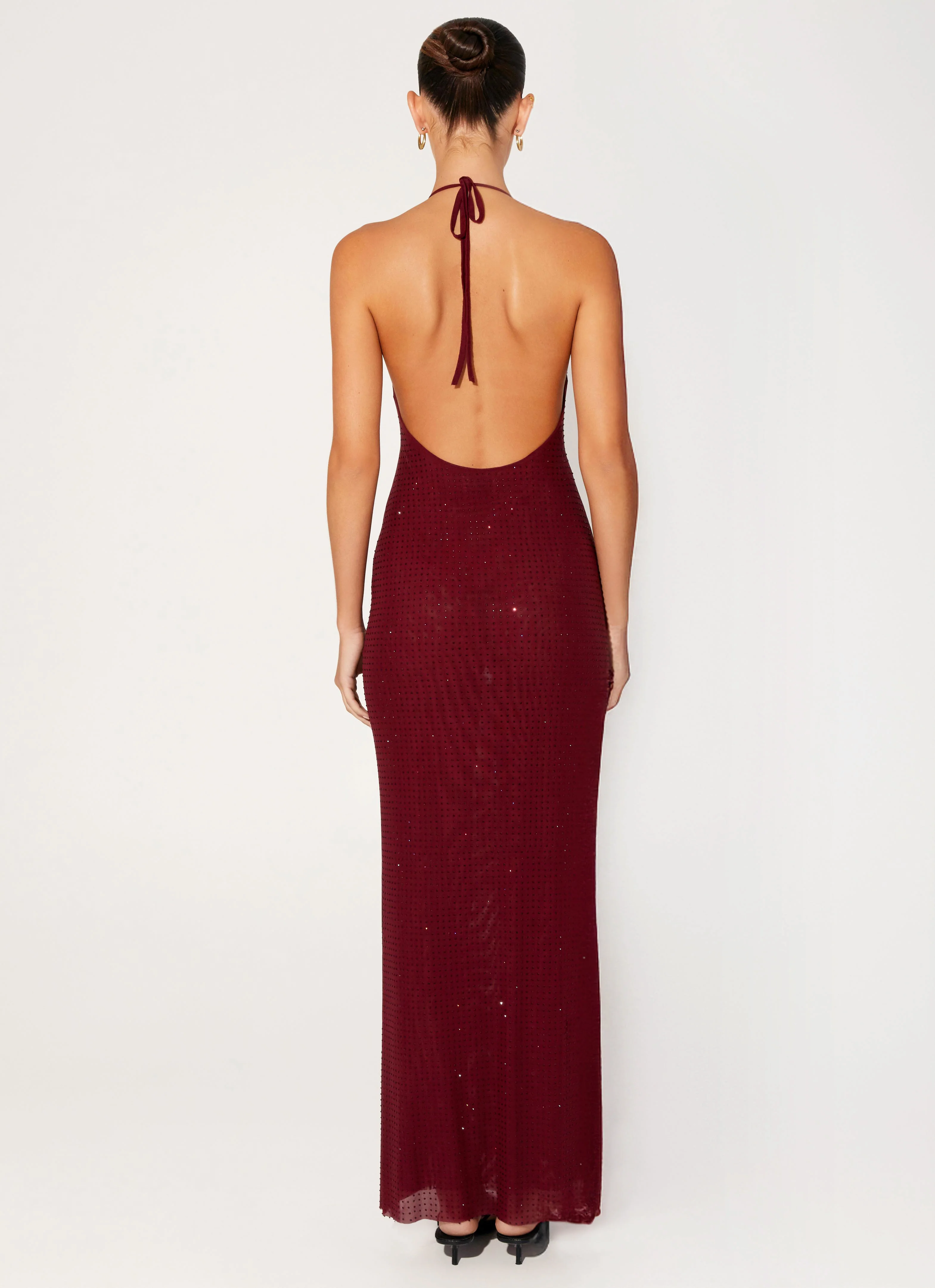 Keliese Beaded Maxi Dress - Burgundy - Image 4