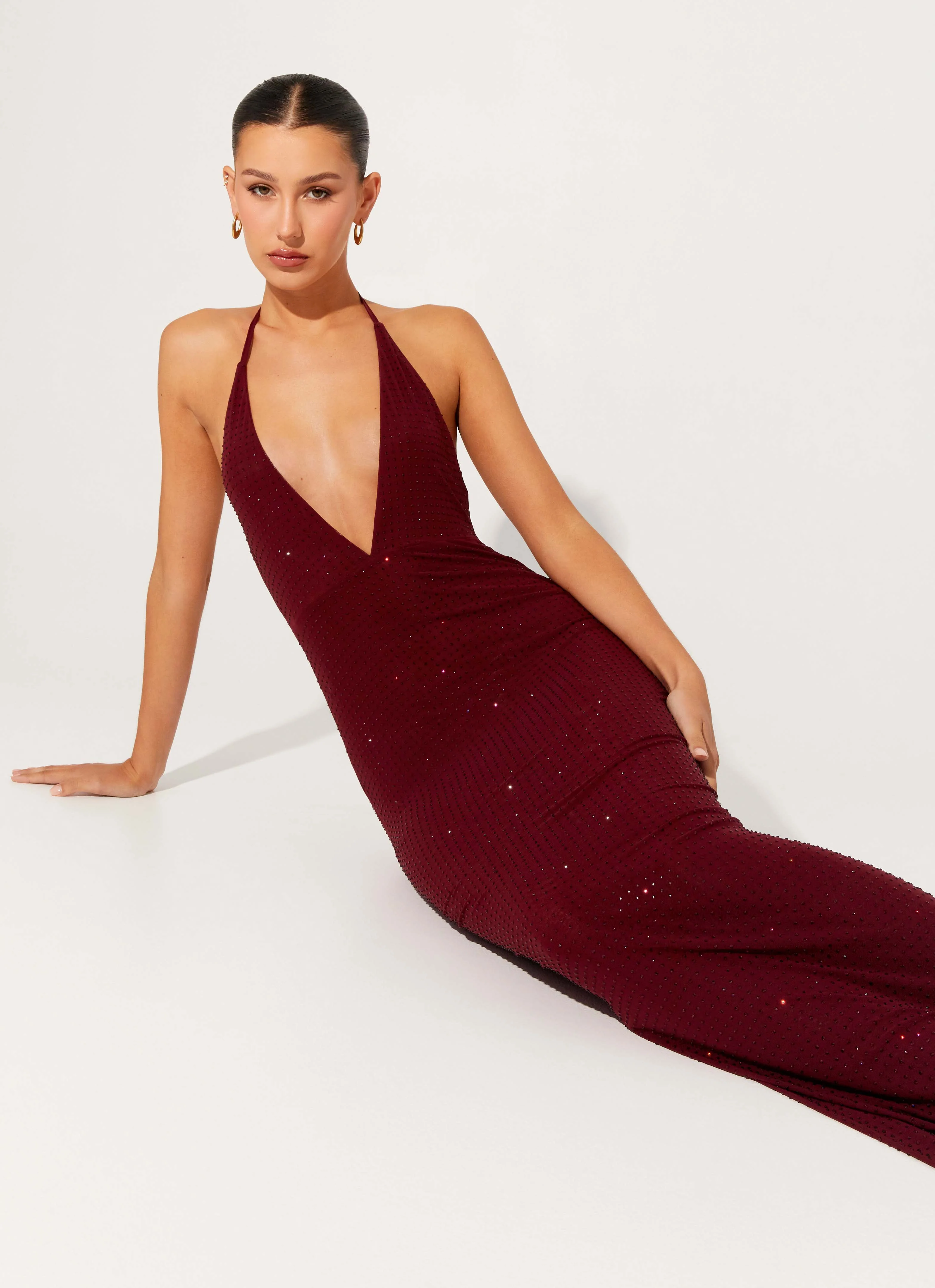Keliese Beaded Maxi Dress - Burgundy - Image 6