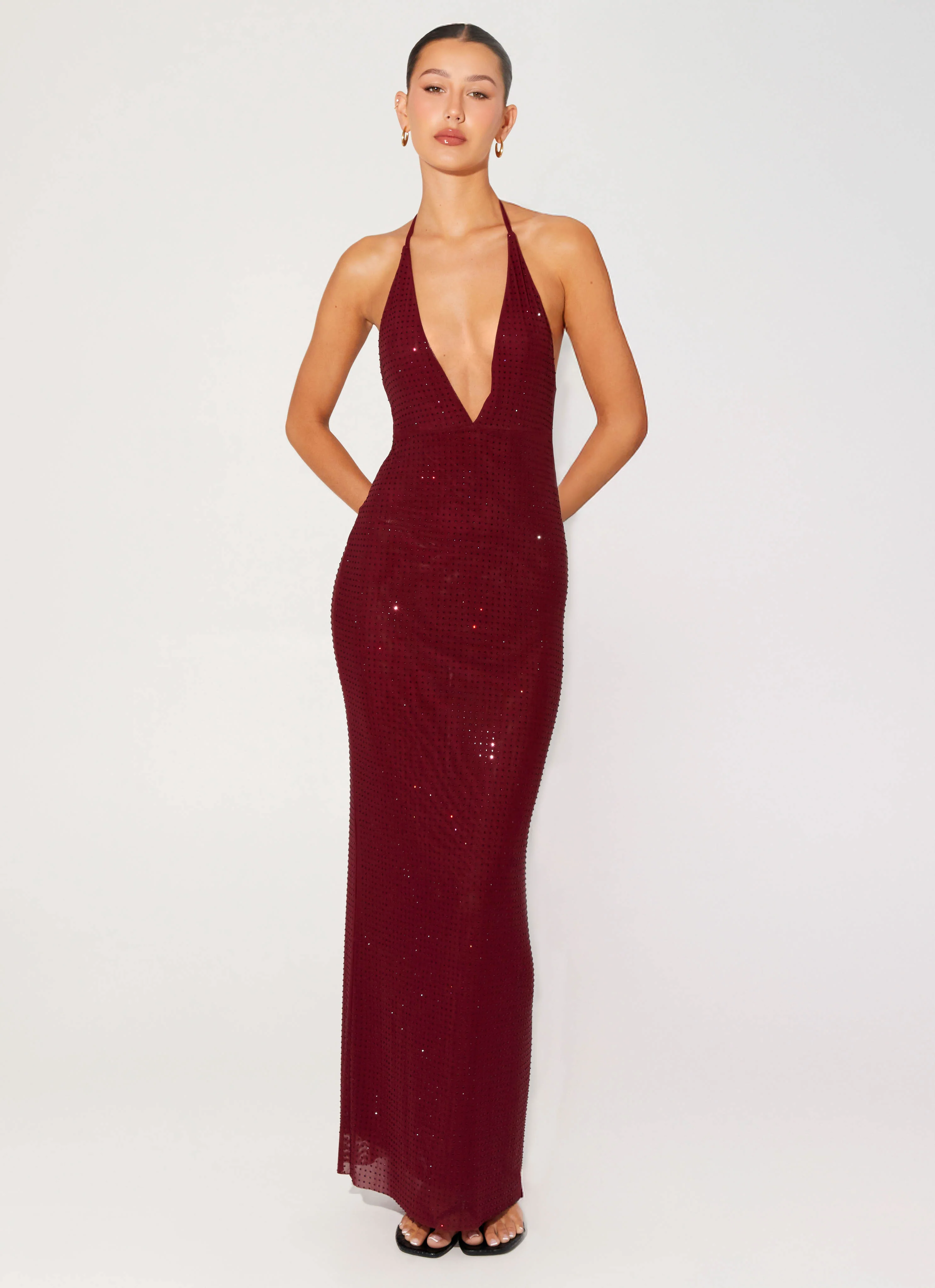 Keliese Beaded Maxi Dress - Burgundy - Image 8