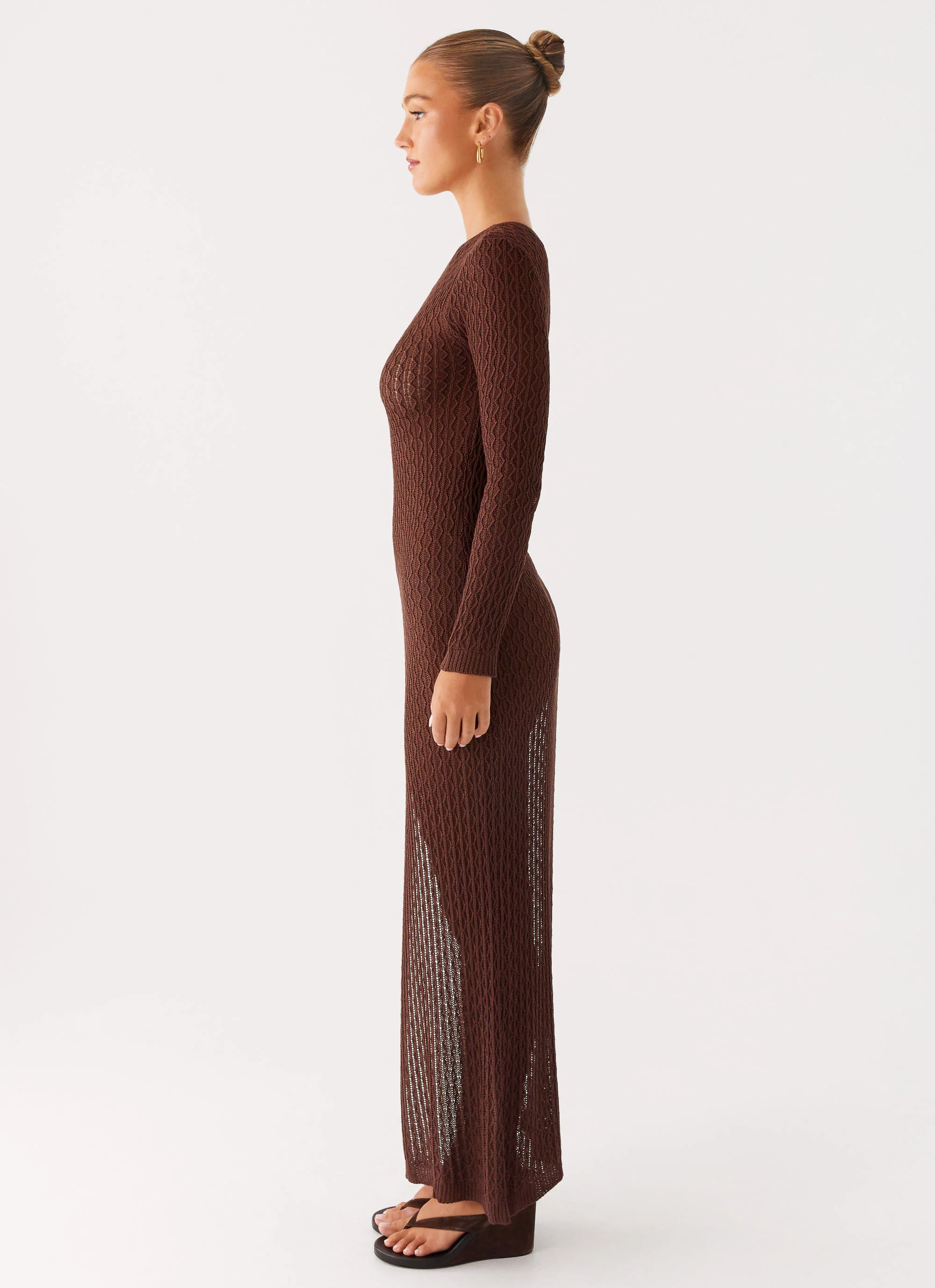 Kerri Knit Maxi Dress - Dark Chocolate - Image 3