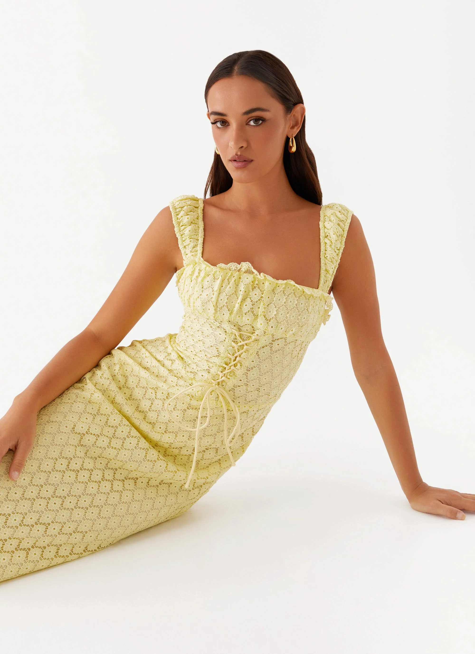 Keziah Tie Front Midi Dress - Lemon - Image 5