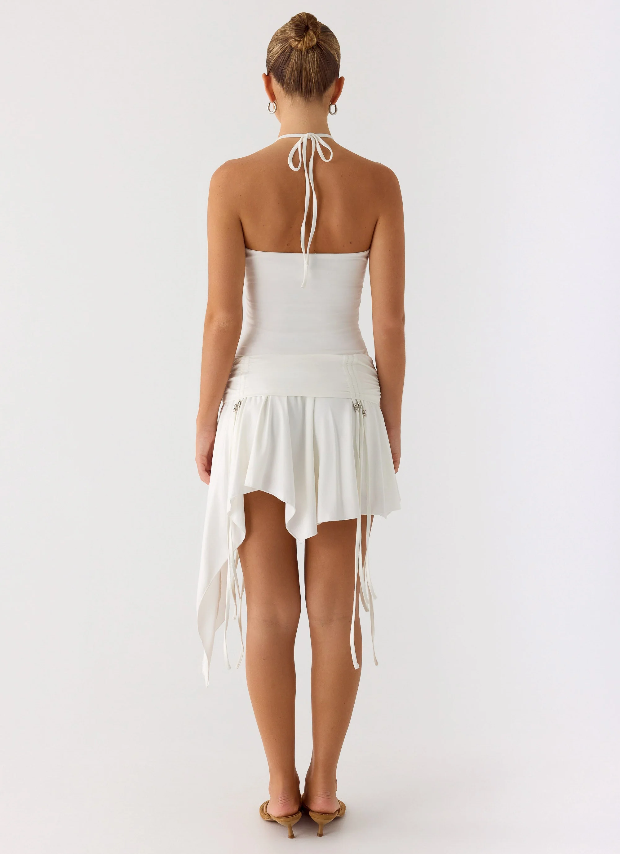Khalida Jersey Halter Mini Dress - White - Image 3