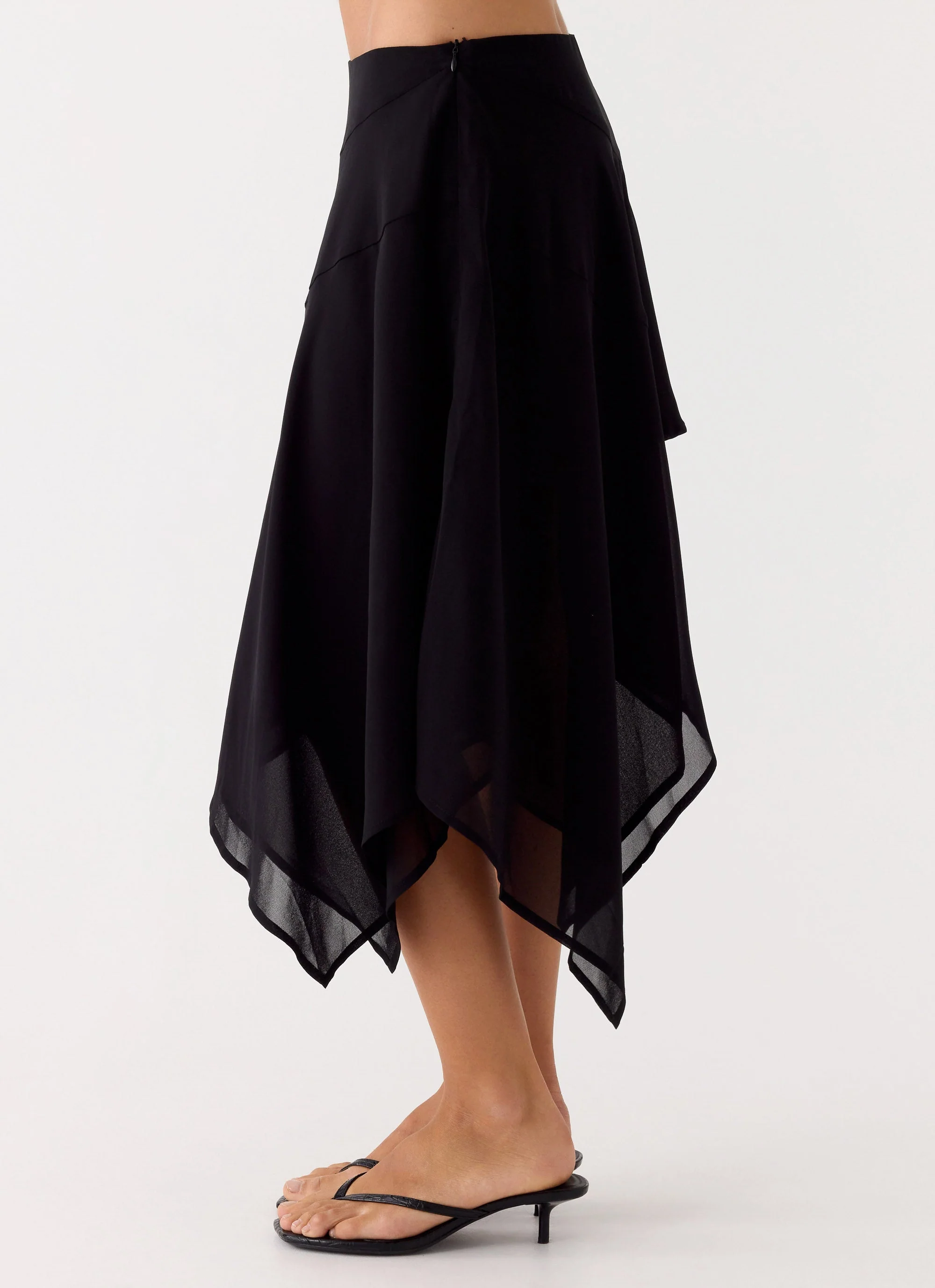 Kia Low Rise Asymmetrical Midi Skirt - Black - Image 3