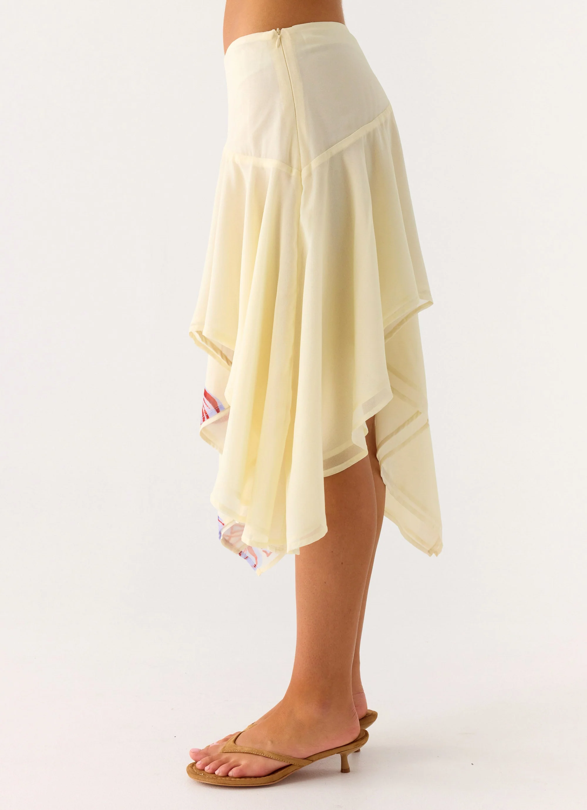 Kia Low Rise Asymmetrical Midi Skirt - Purple Floral - Image 5
