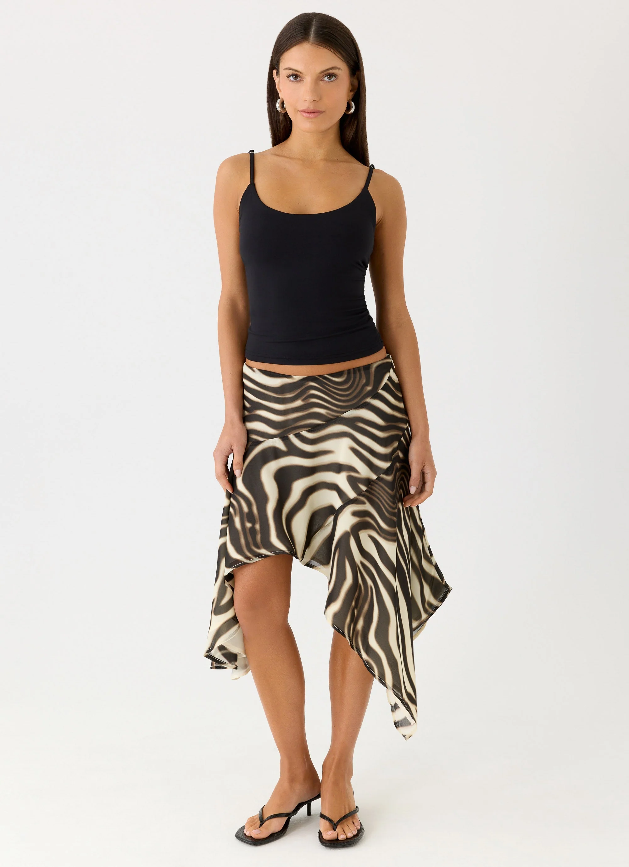 Kia Low Rise Asymmetrical Midi Skirt - Zebra - Image 5