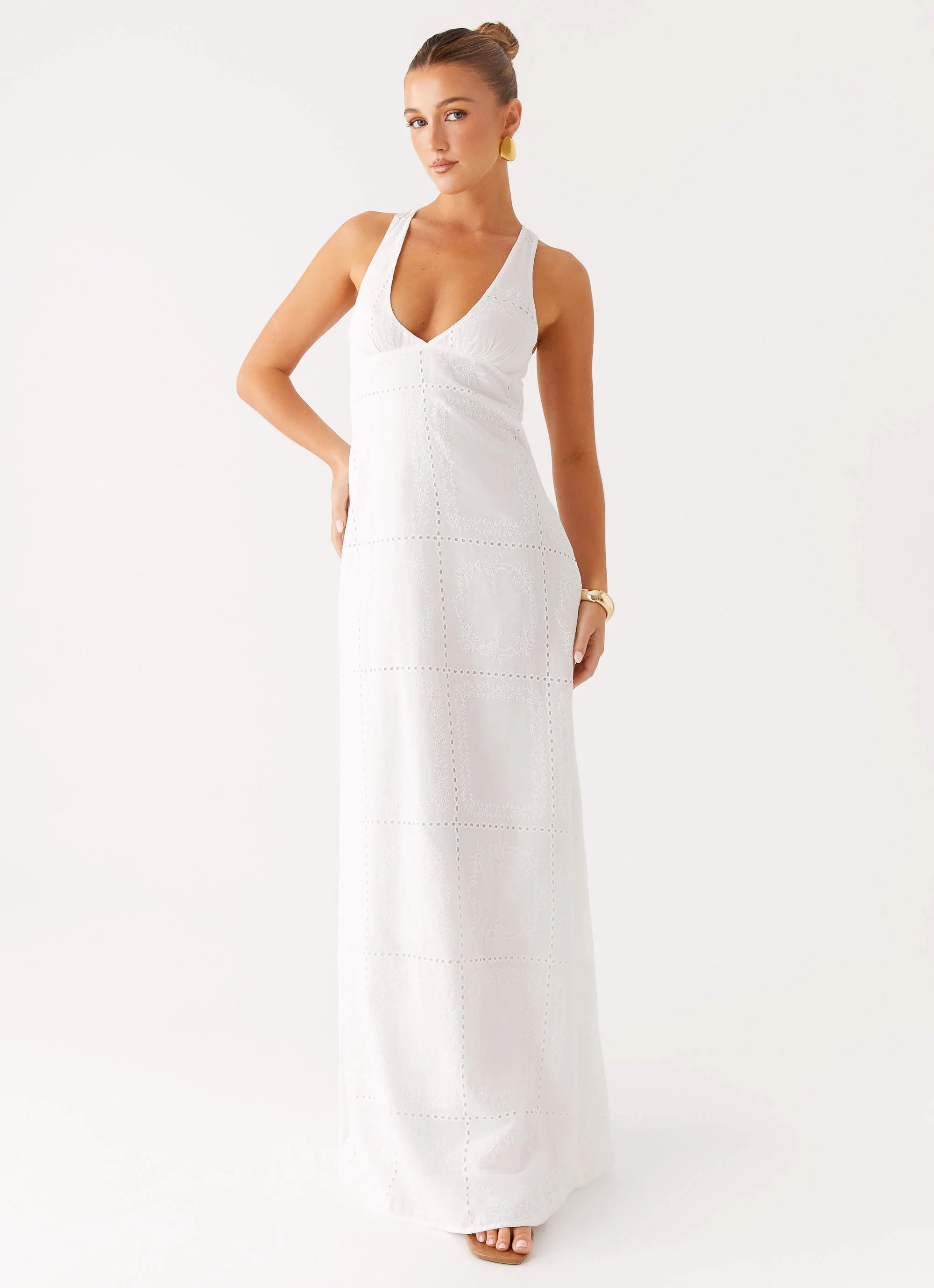 Kiana Halter Maxi Dress - White - Image 3