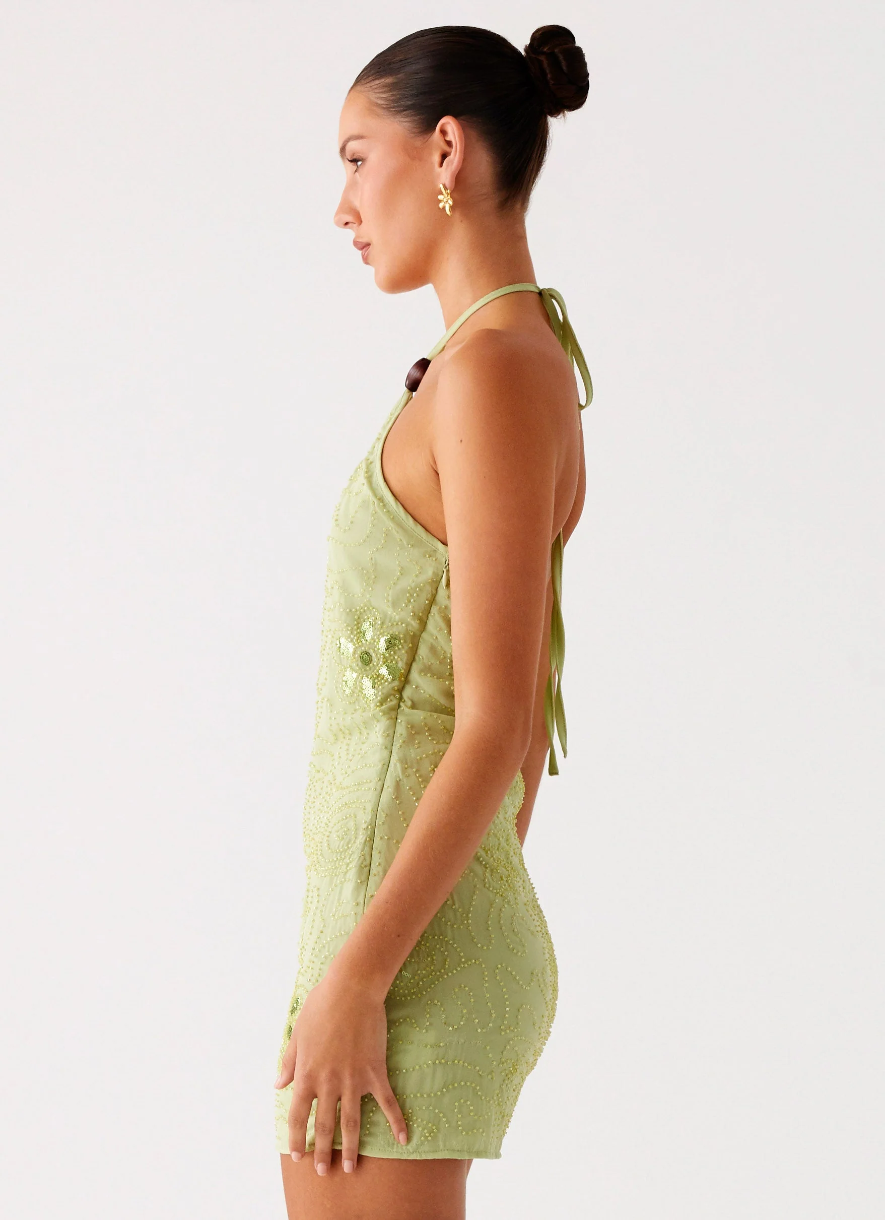 Kiara Beaded Mini Dress - Mint - Image 3