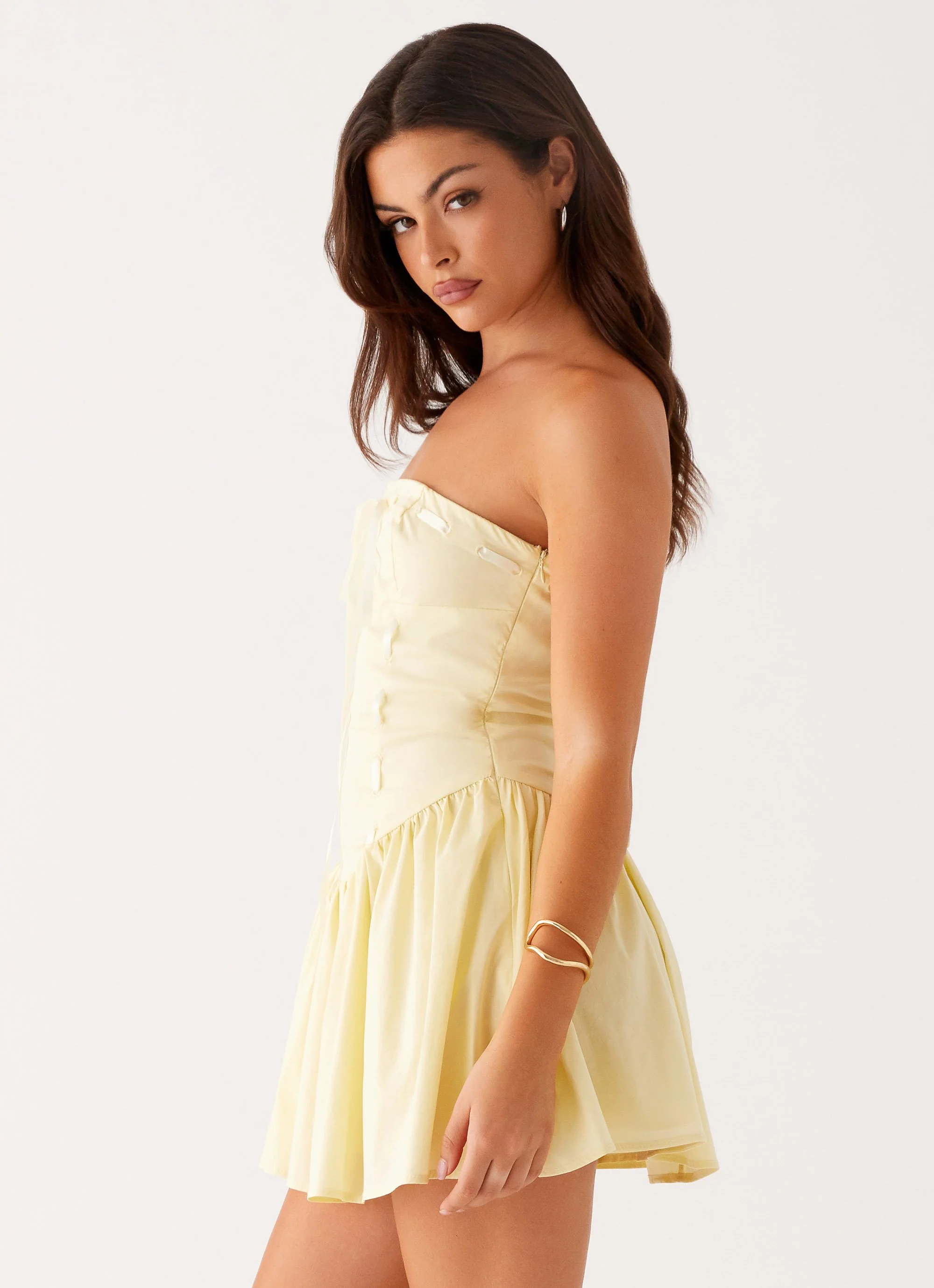 Kienna Strapless Mini Dress - Yellow - Image 3
