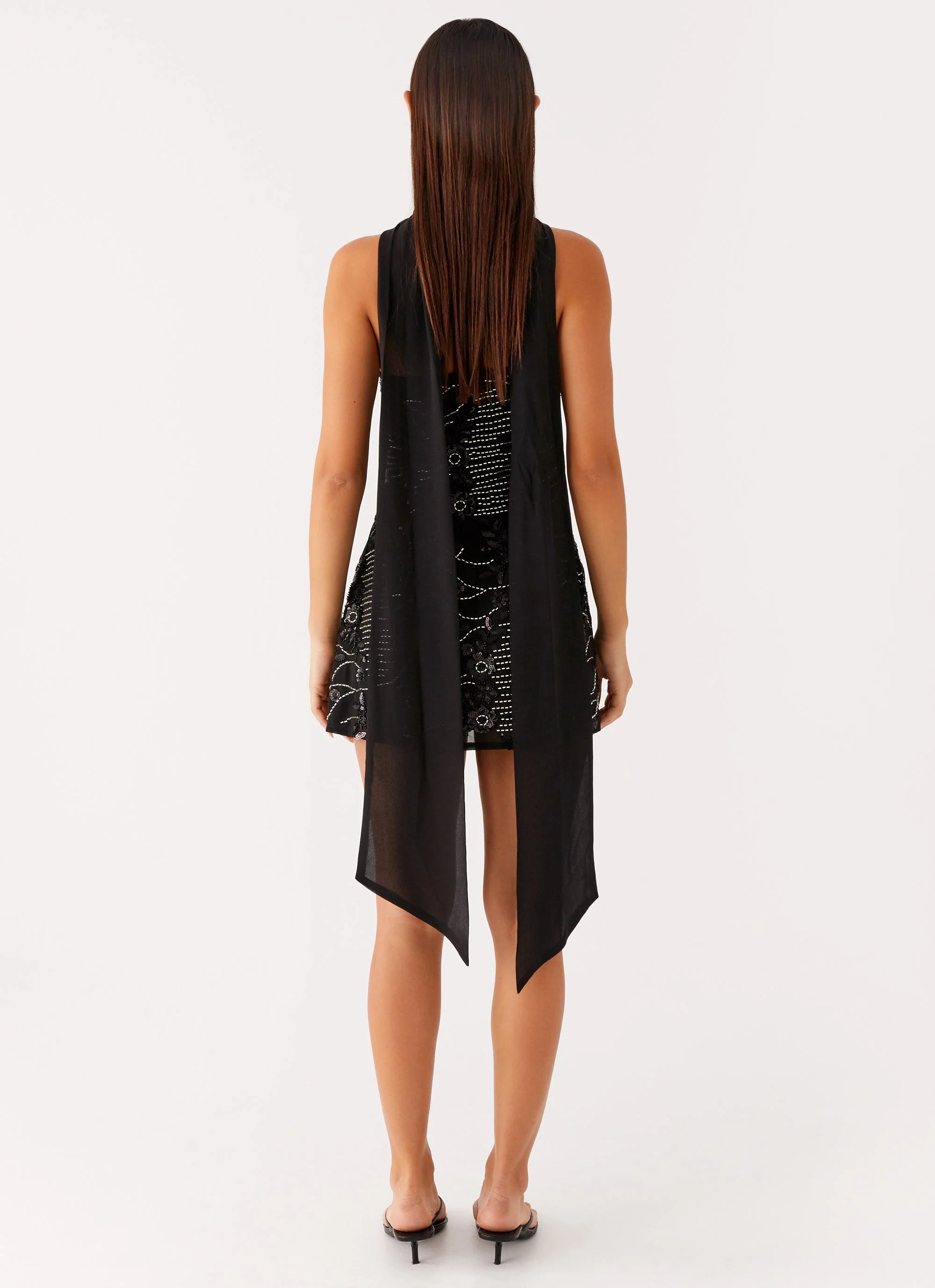 Kiesha Strapless Scarf Mini Dress - Black - Image 4