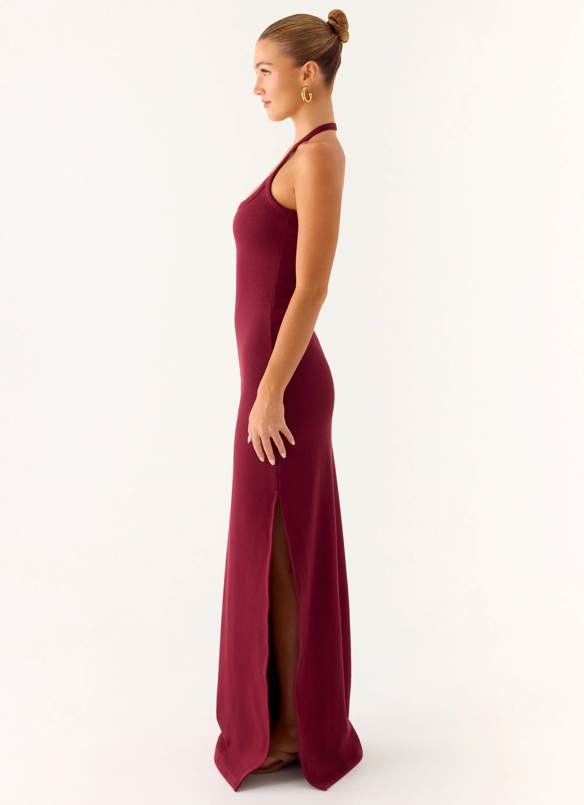 Kill This Love Ribbed Maxi Dress - Dark Cherry - Image 2