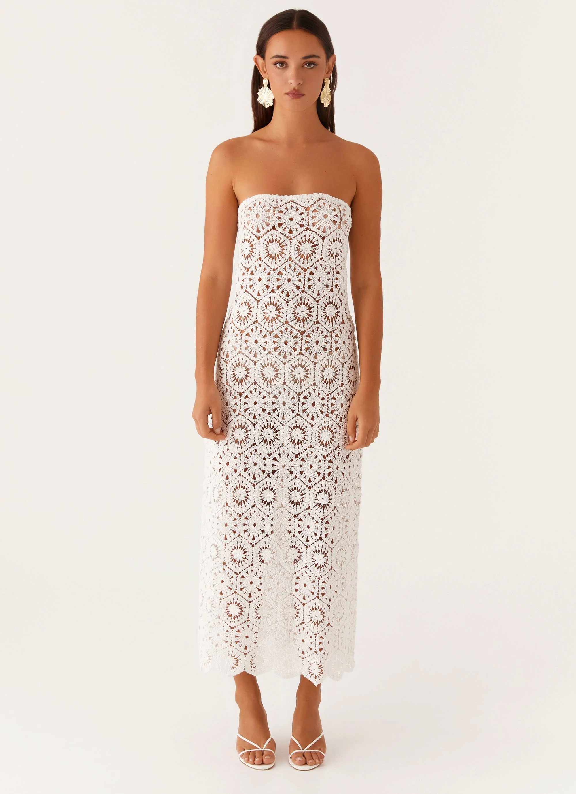 Kingsly Crochet Maxi Dress - White - Image 3