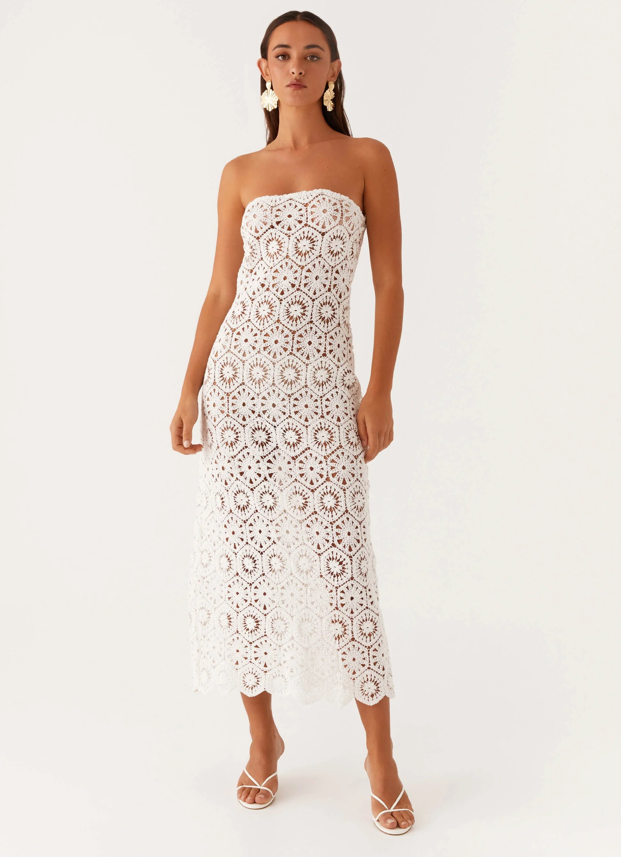 Kingsly Crochet Maxi Dress - White - Image 6