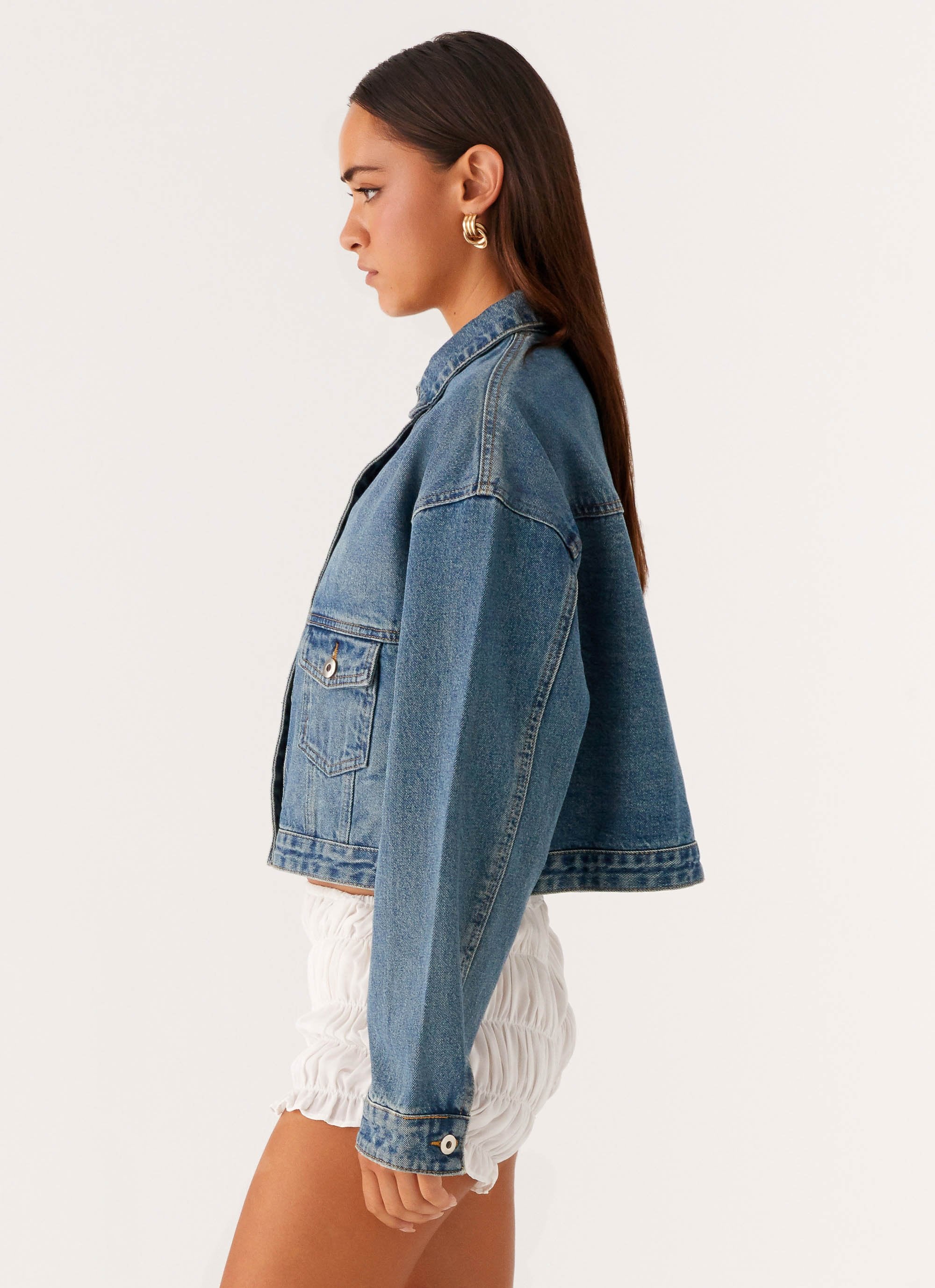 Kristy Oversized Denim Jacket - Blue - Image 3