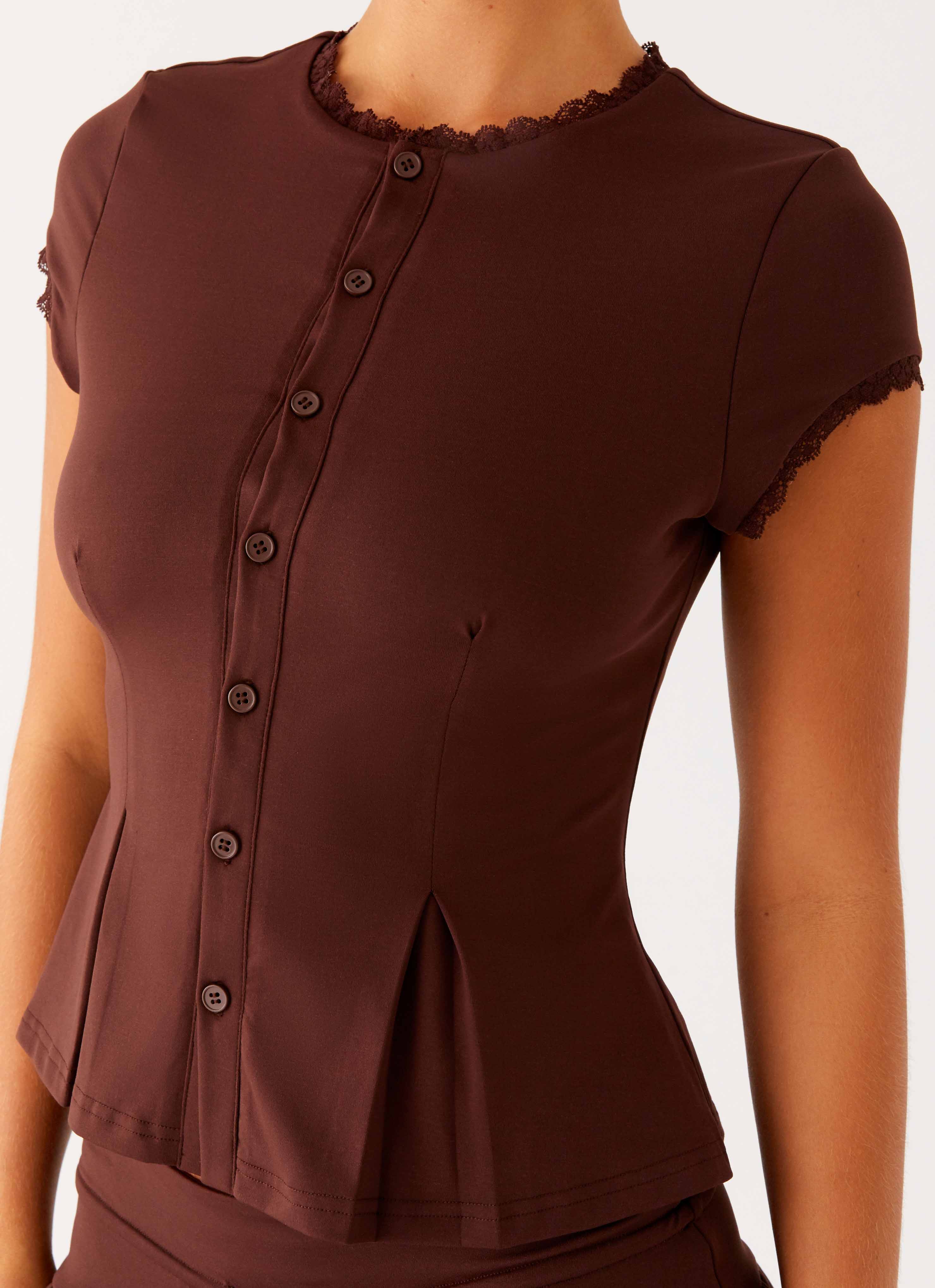 Landon Button Up Top - Chocolate - Image 6